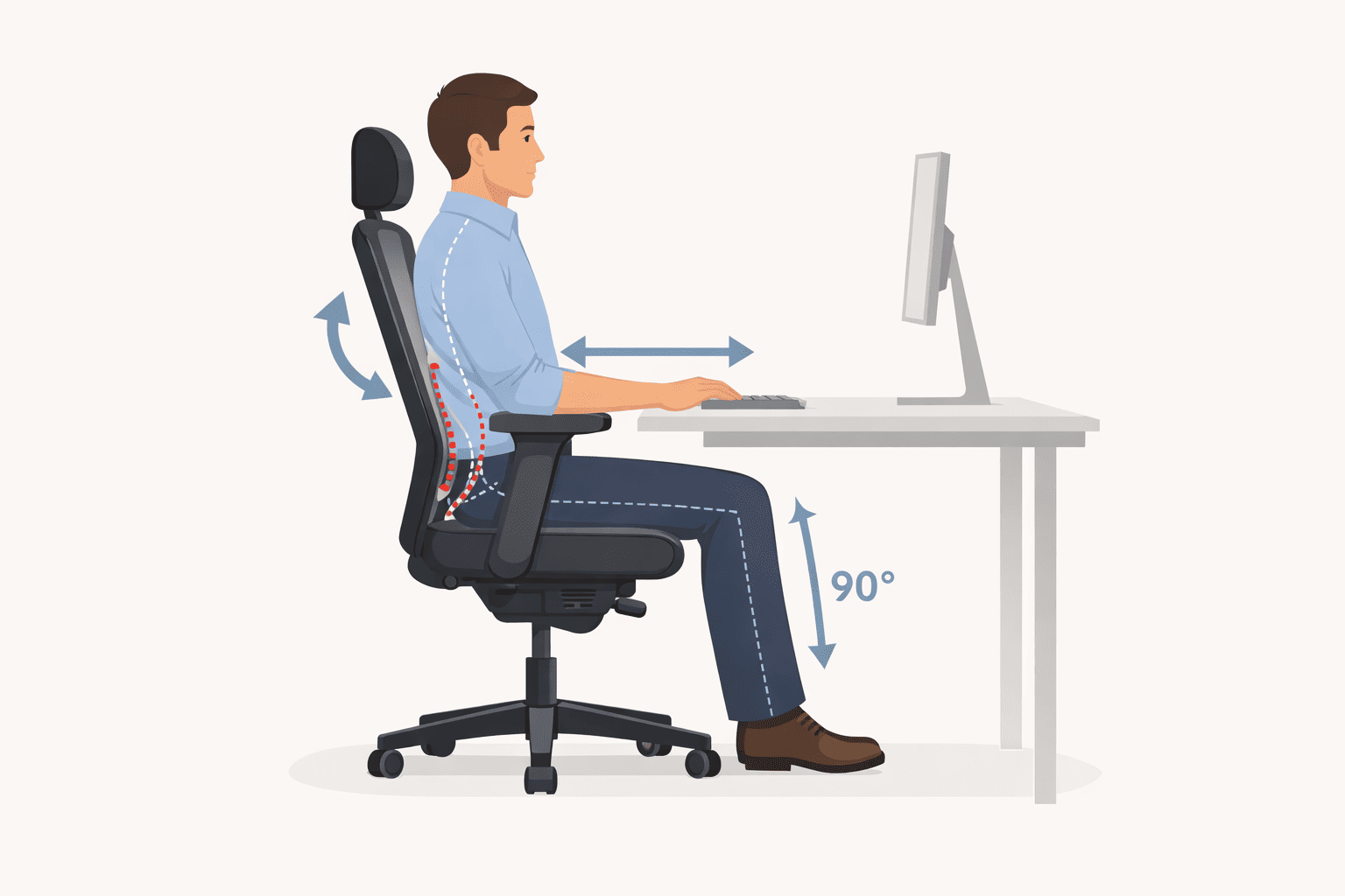 Правильная посадка в офисном кресле