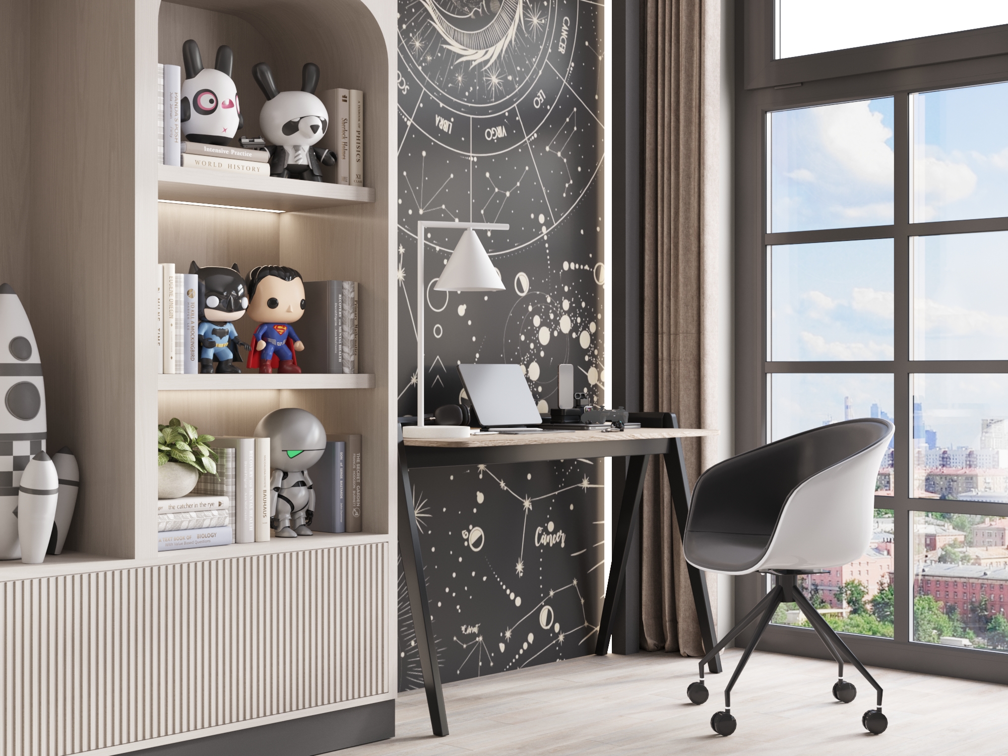 Рабочий стол в интерьере квартиры