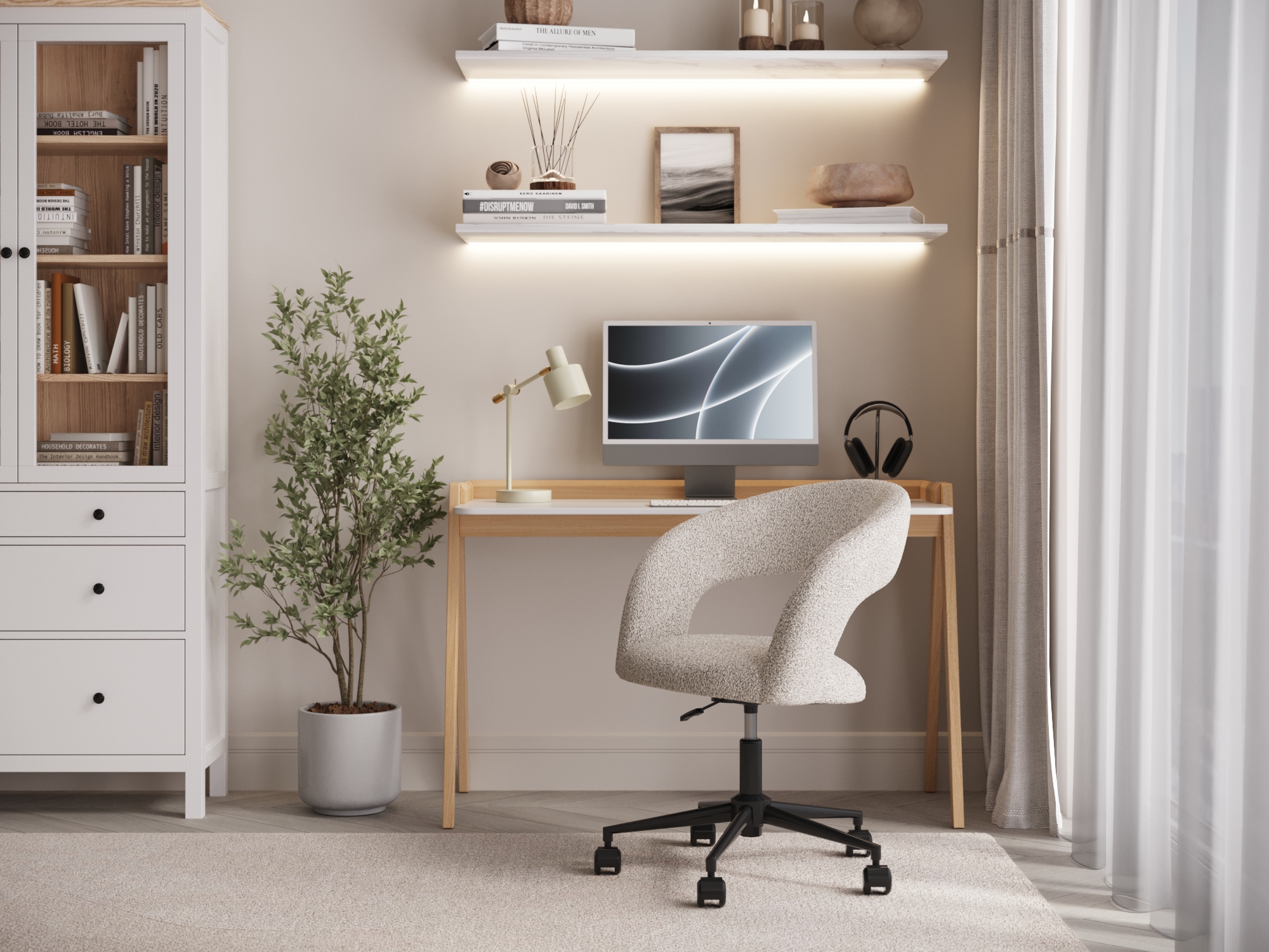 Рабочий стол в интерьере квартиры