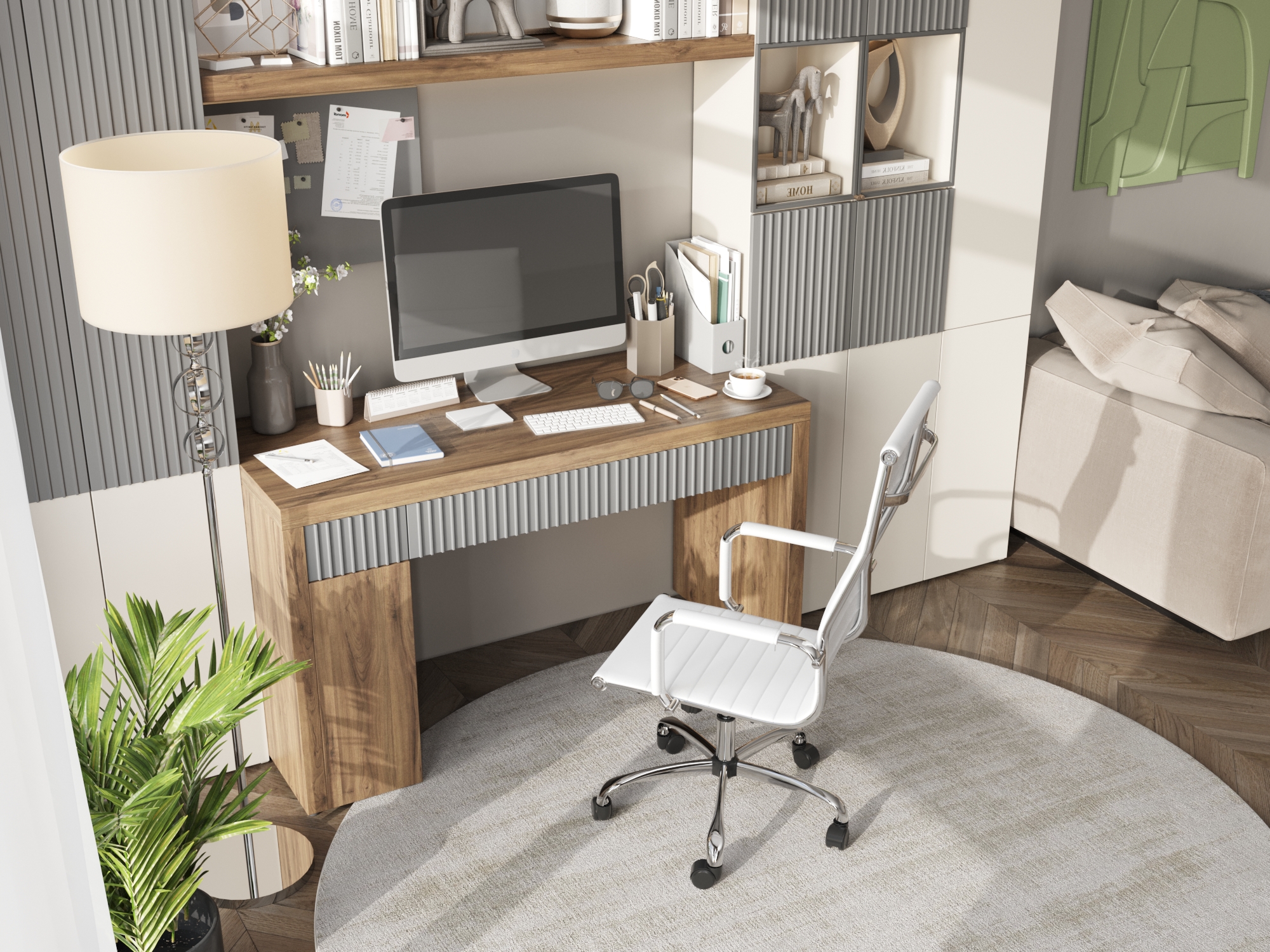 Рабочий стол в интерьере квартиры