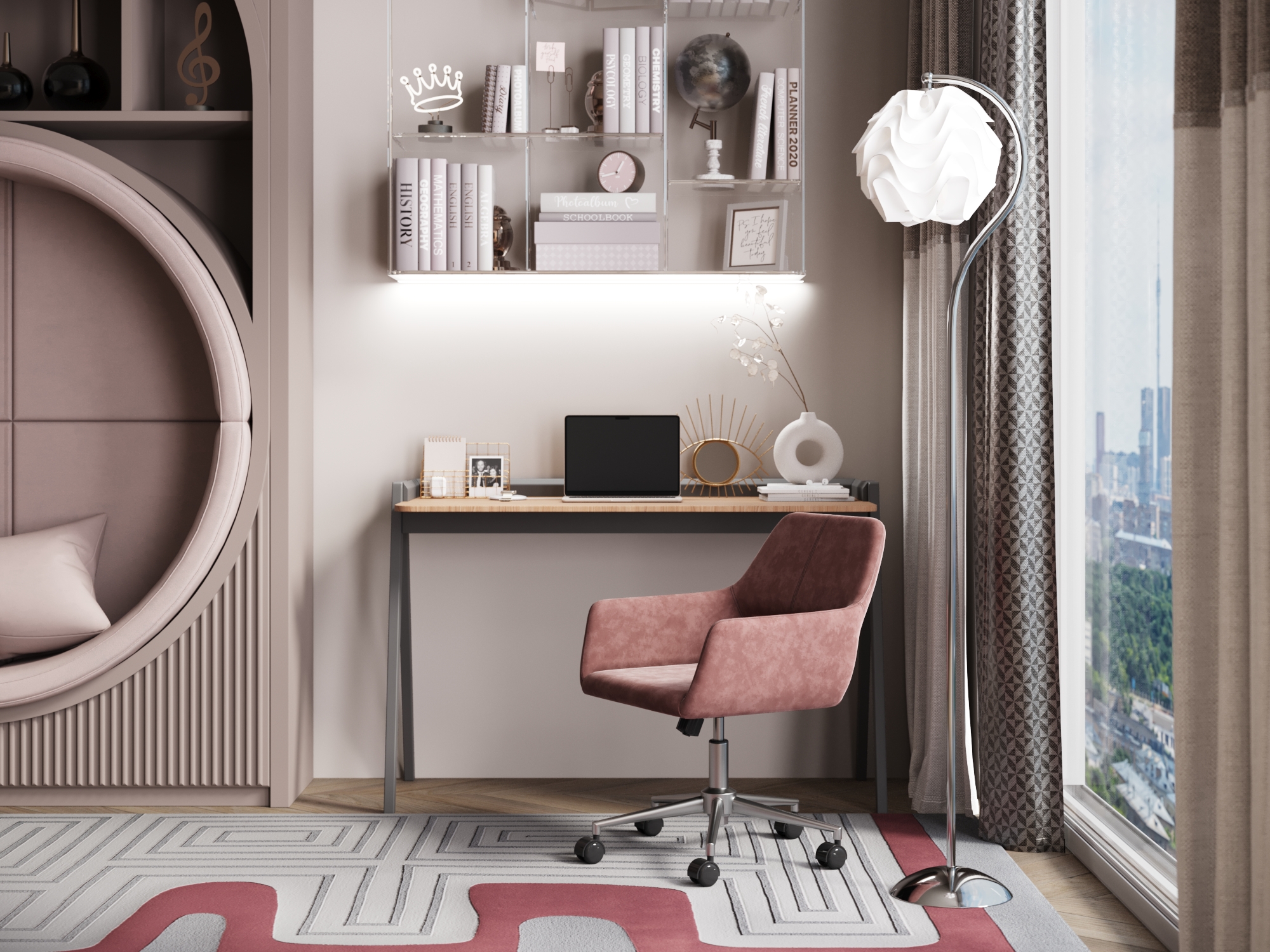 Рабочий стол в интерьере квартиры