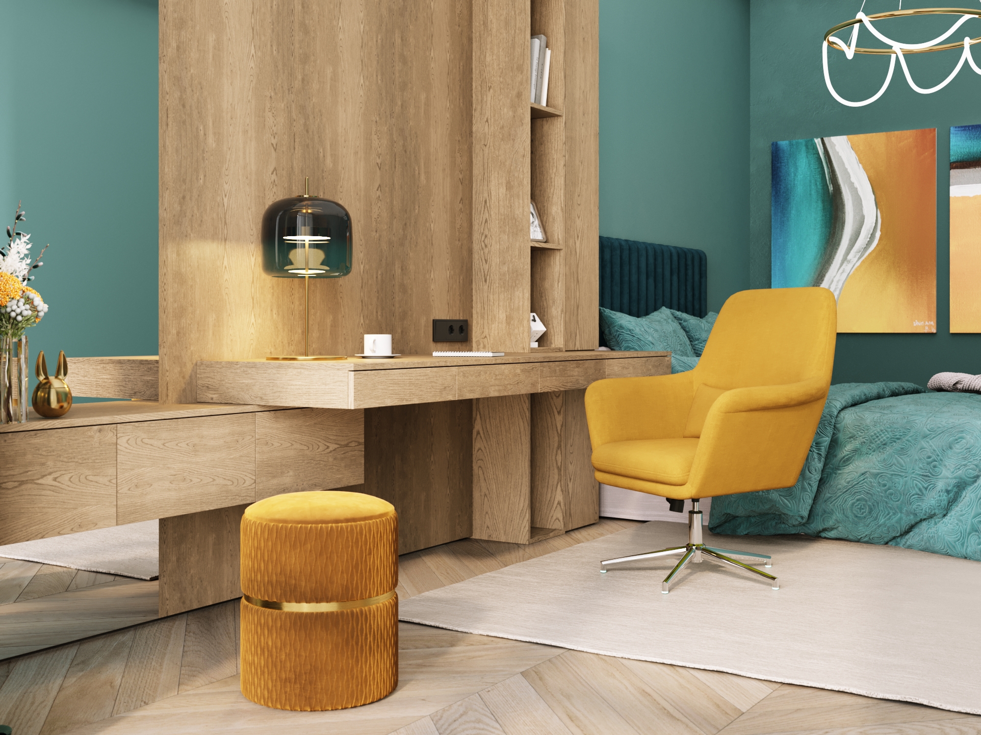 Рабочий стол в интерьере квартиры