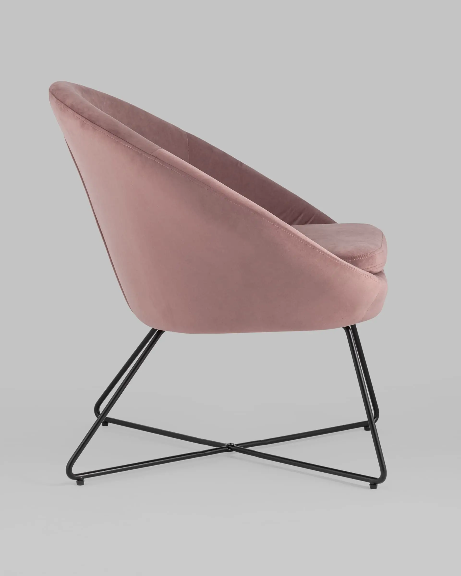 Кресло Колумбия пыльно-розовое велюр на металлических ножках