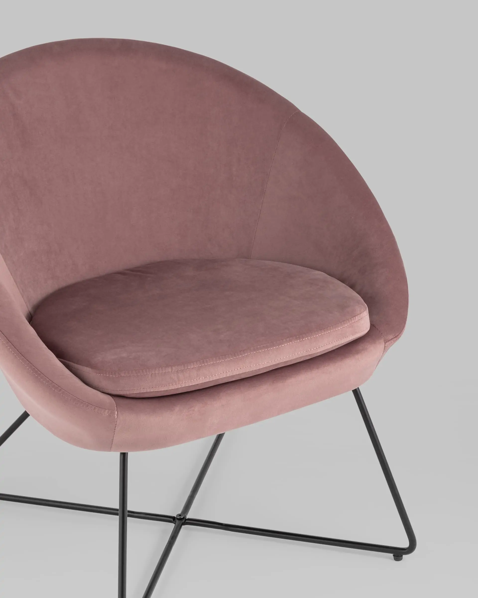 Кресло Колумбия пыльно-розовое велюр на металлических ножках