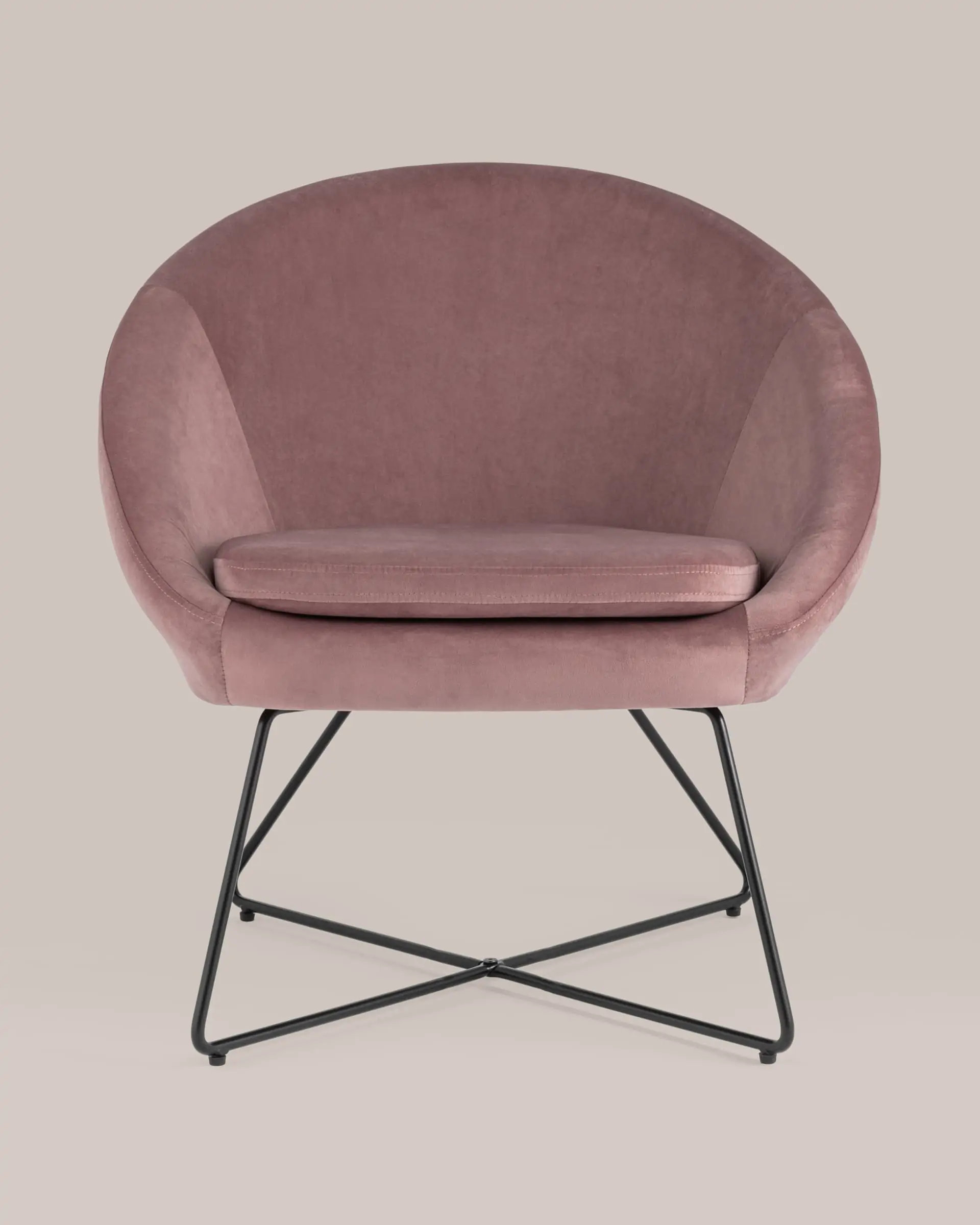 Кресло Колумбия пыльно-розовое велюр на металлических ножках