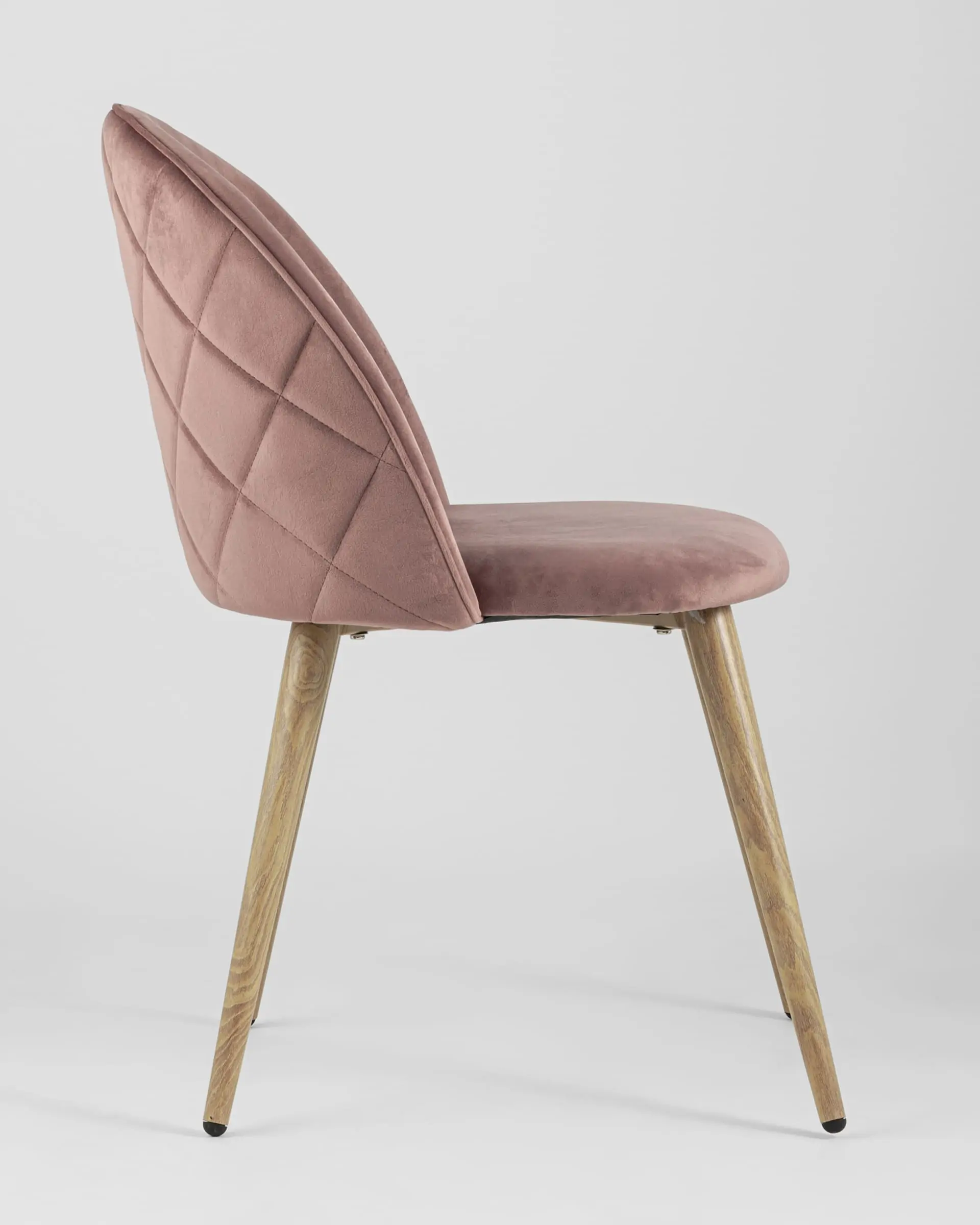 Обеденная группа стол Стокгольм 160-220*90, 6 cтульев Лион велюр с ромбами розовый