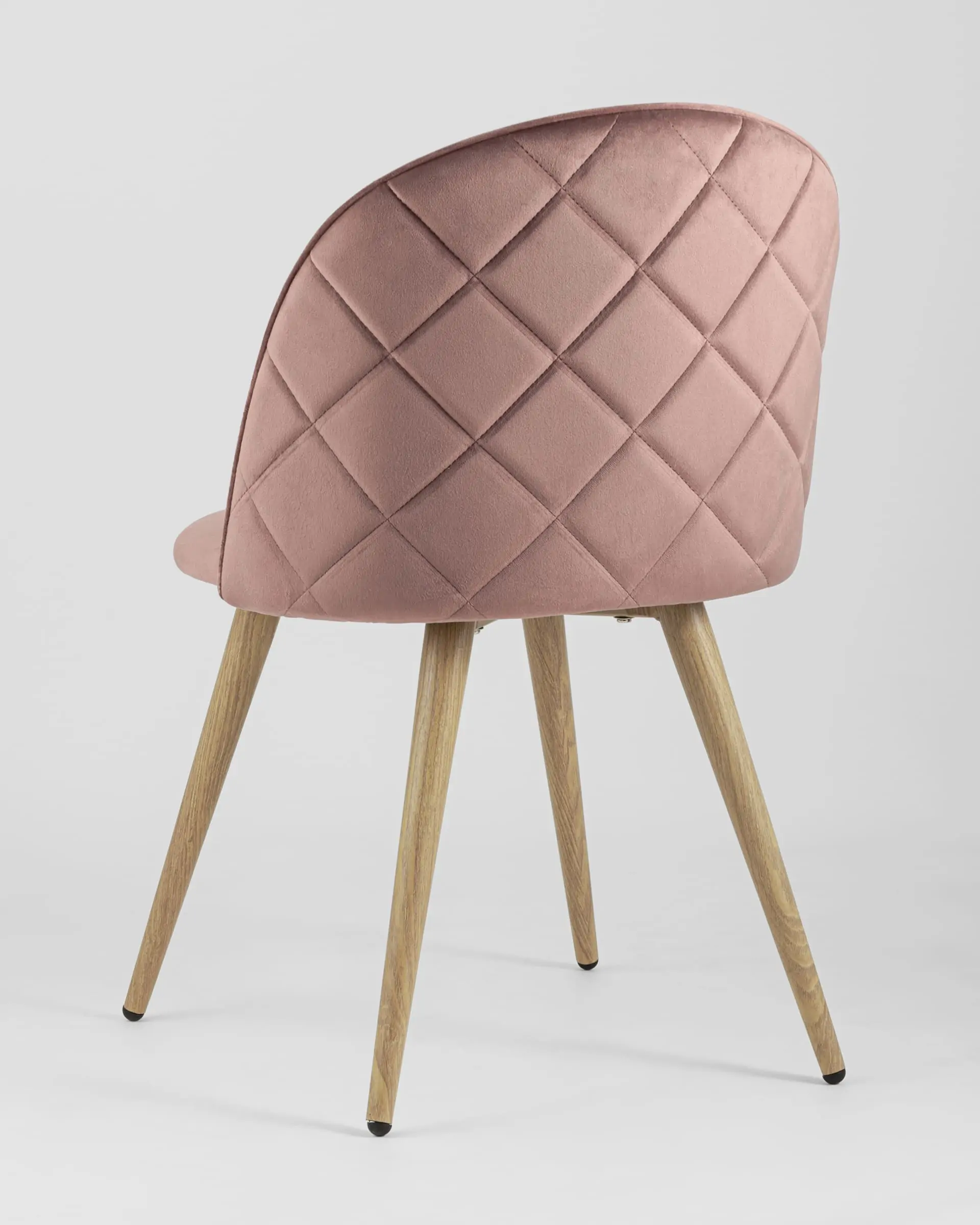 Обеденная группа стол Стокгольм 160-220*90, 6 cтульев Лион велюр с ромбами розовый