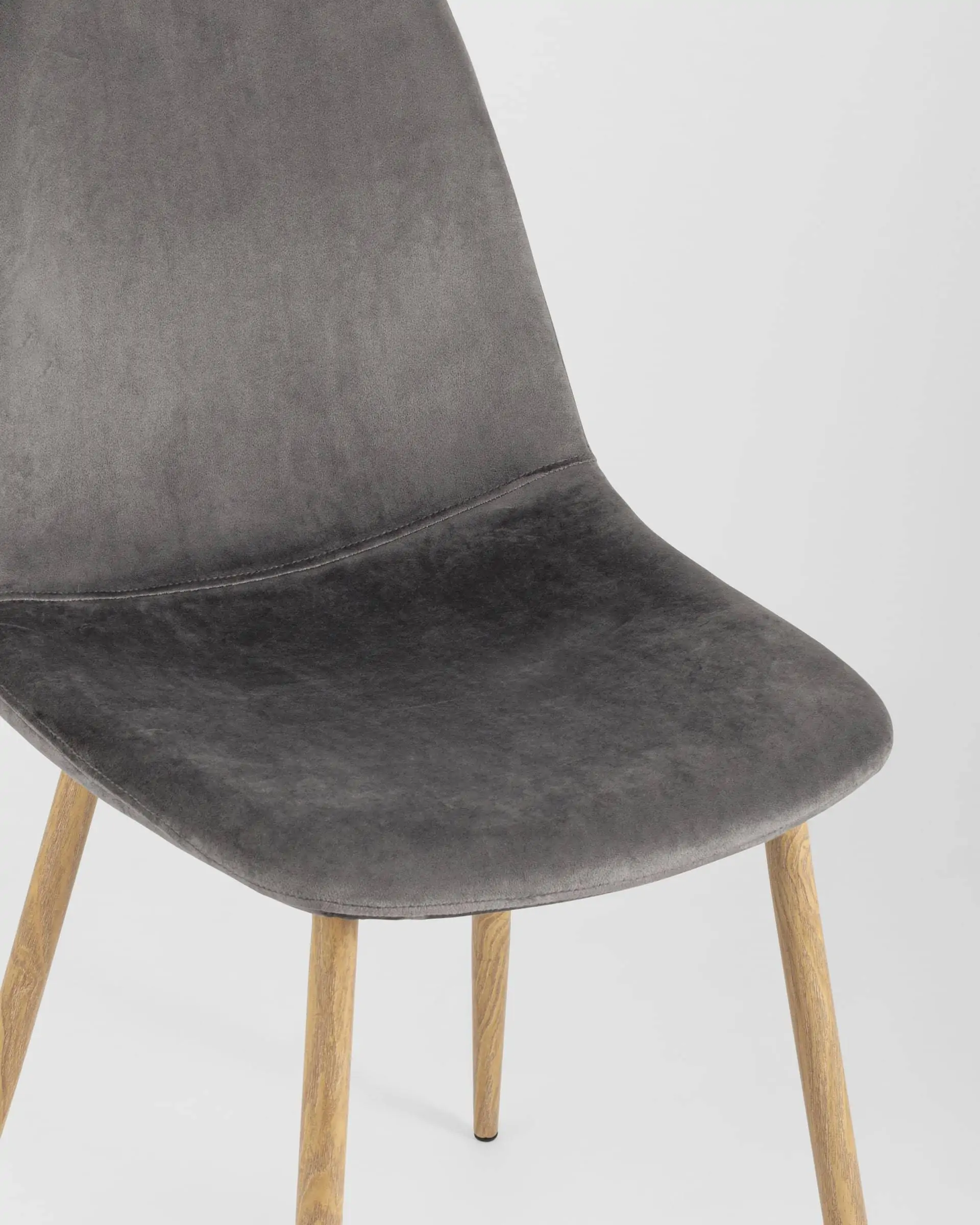 Обеденная группа стол Стокгольм 160-220*90, 6 cтульев Валенсия велюр серый