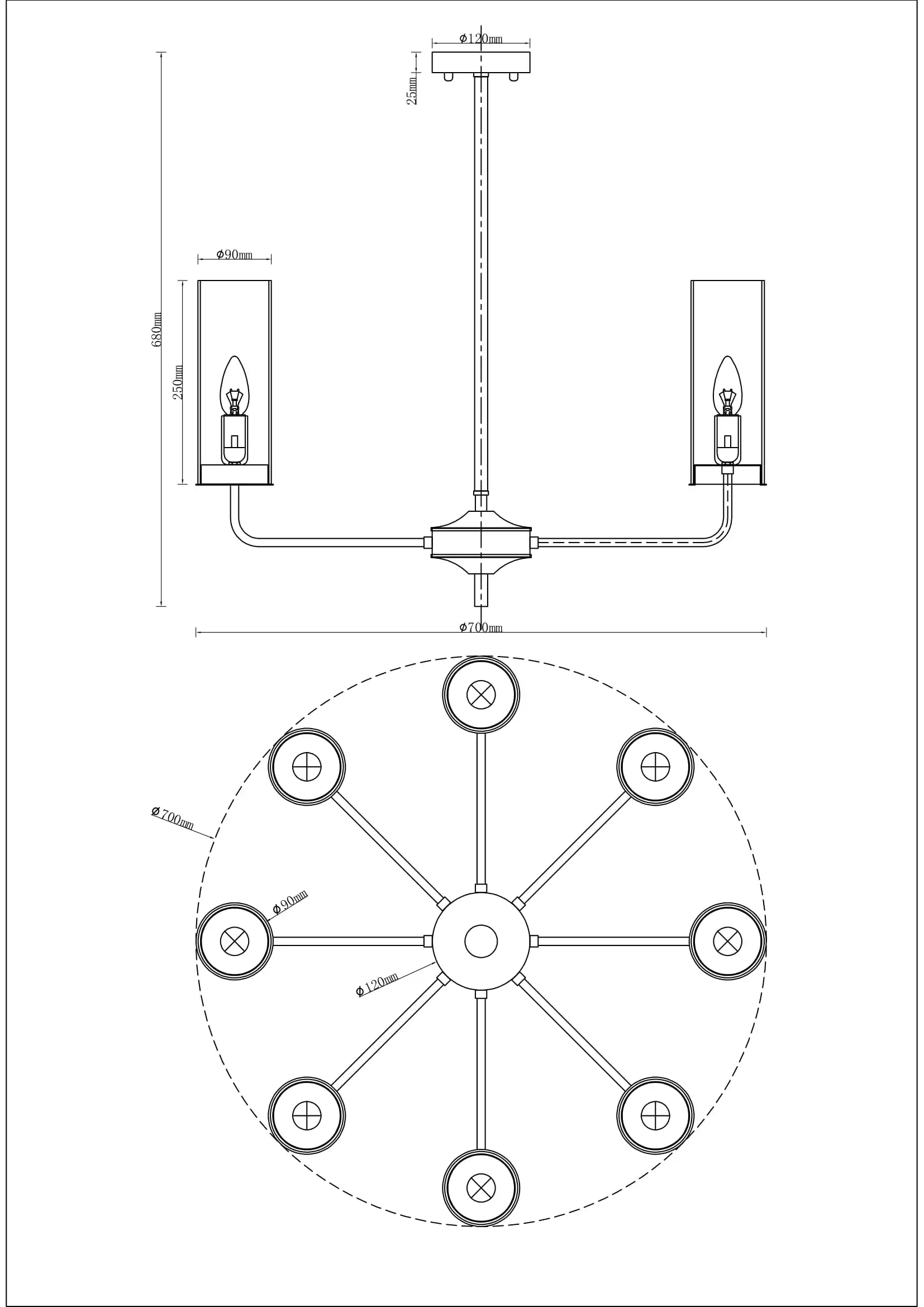 Потолочная люстра на штанге Moderli V10021-8P Metric