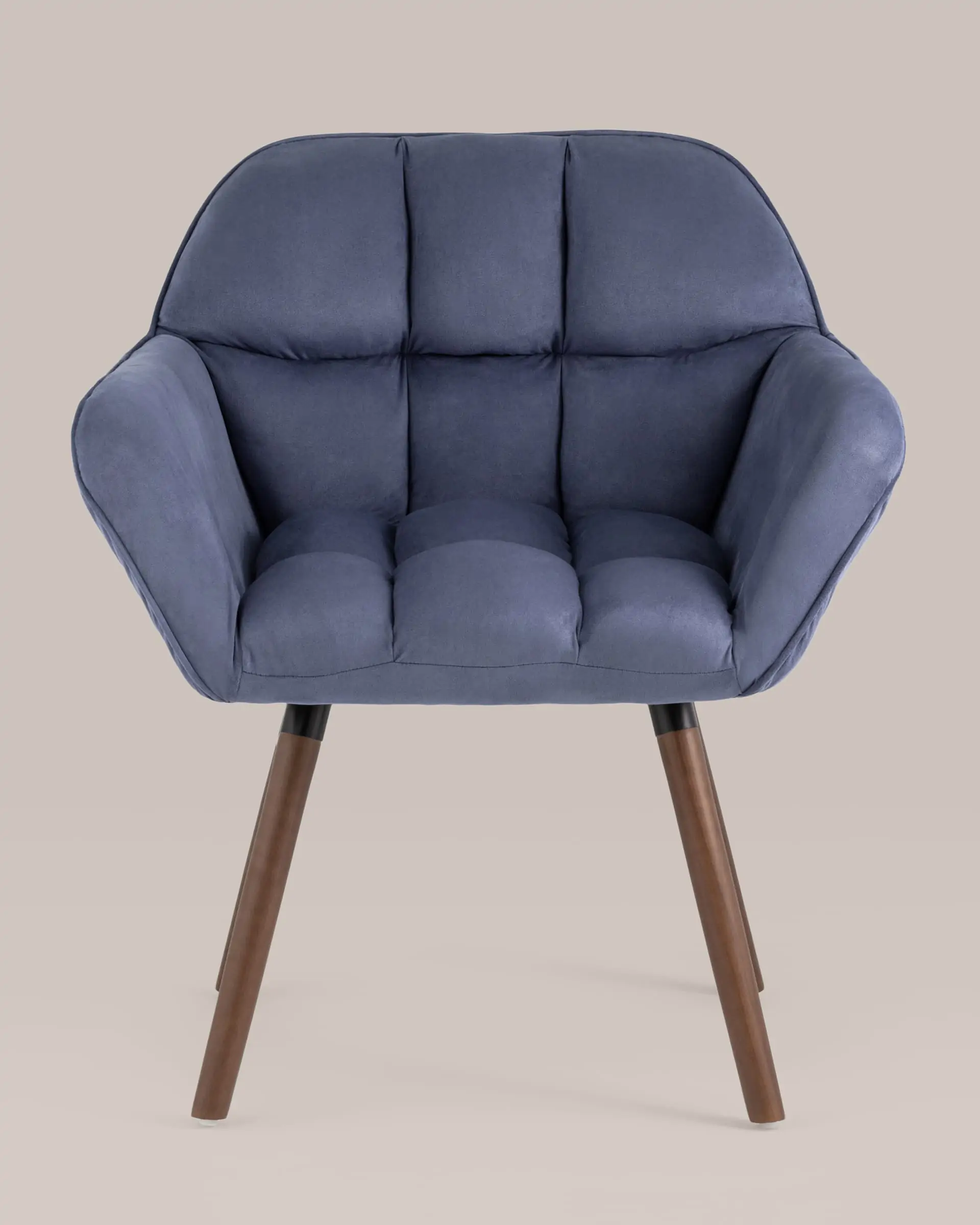 Кресло Брайан синий на деревянных ножках