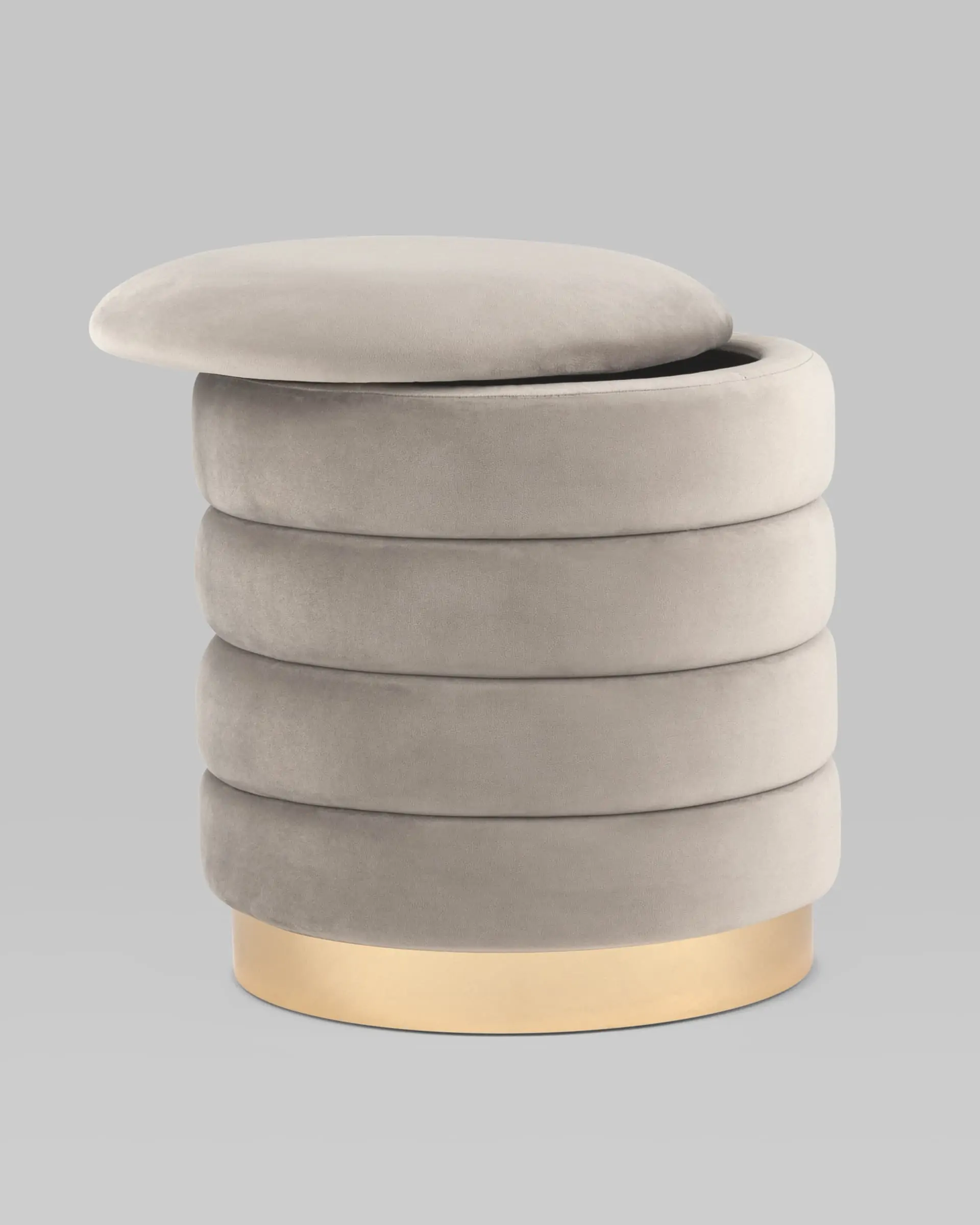 Пуф Франсис с ящиком велюр серо-бежевый