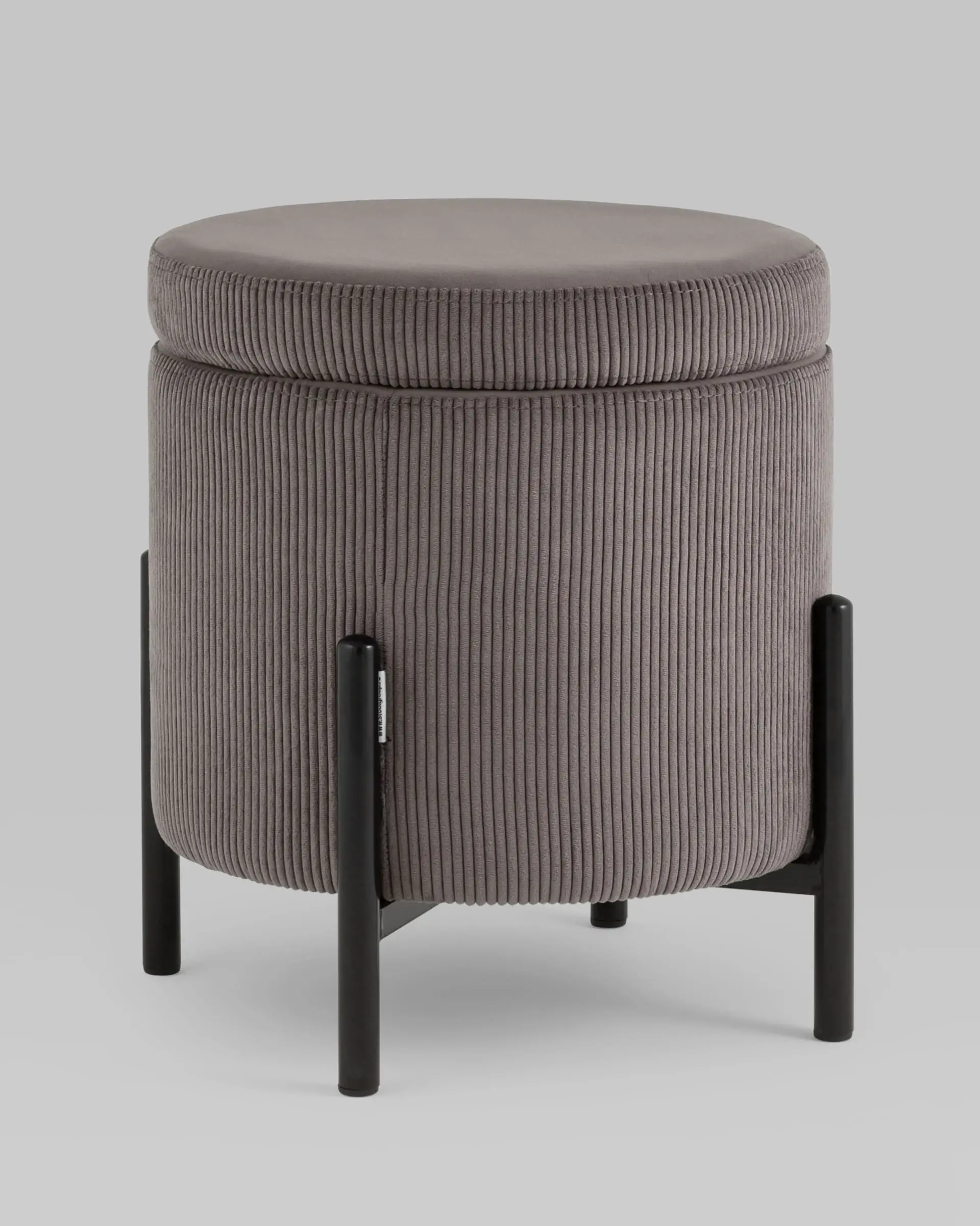 Пуф Дали с ящиком велюр коричневый на черных ножках