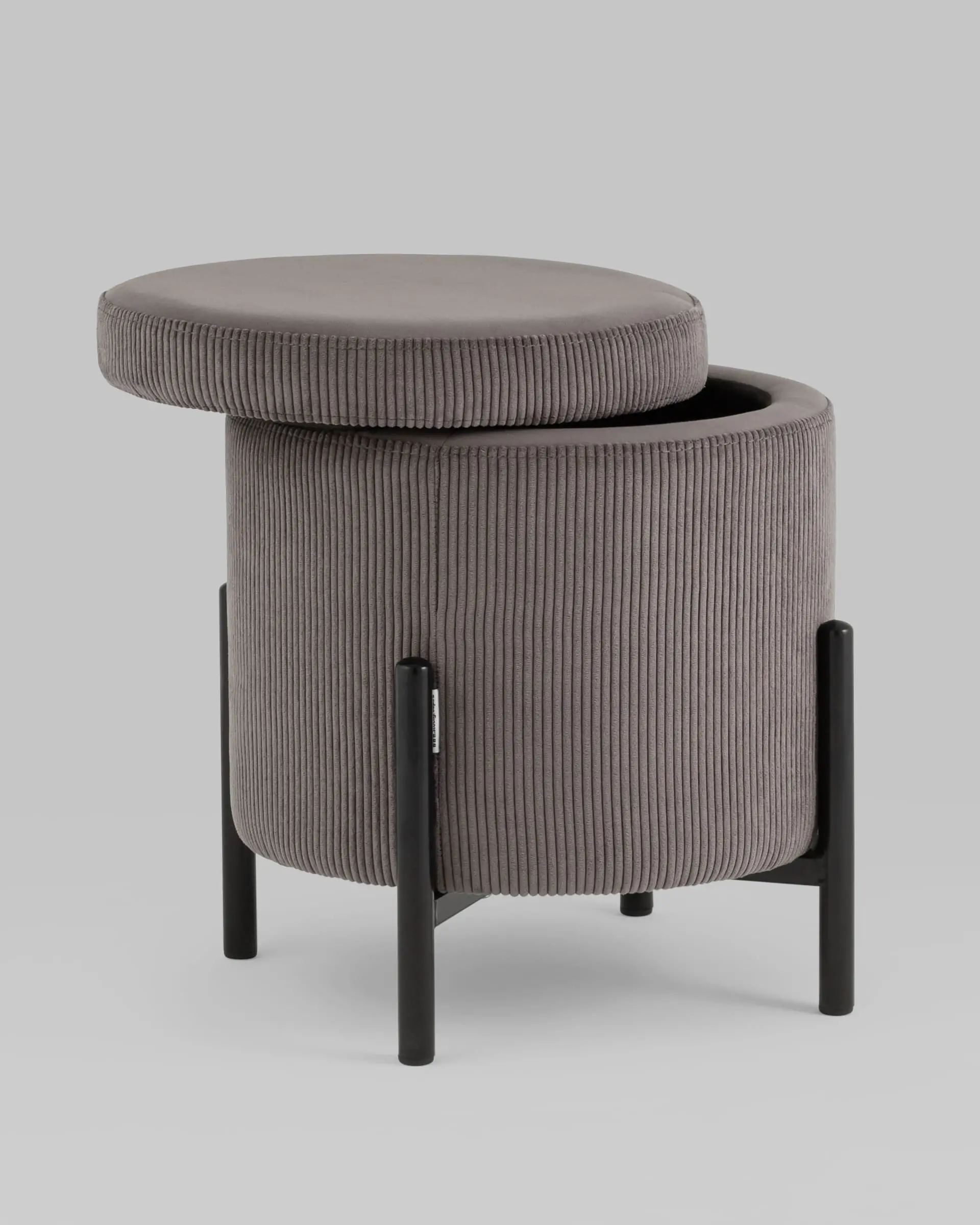 Пуф Дали с ящиком велюр коричневый на черных ножках