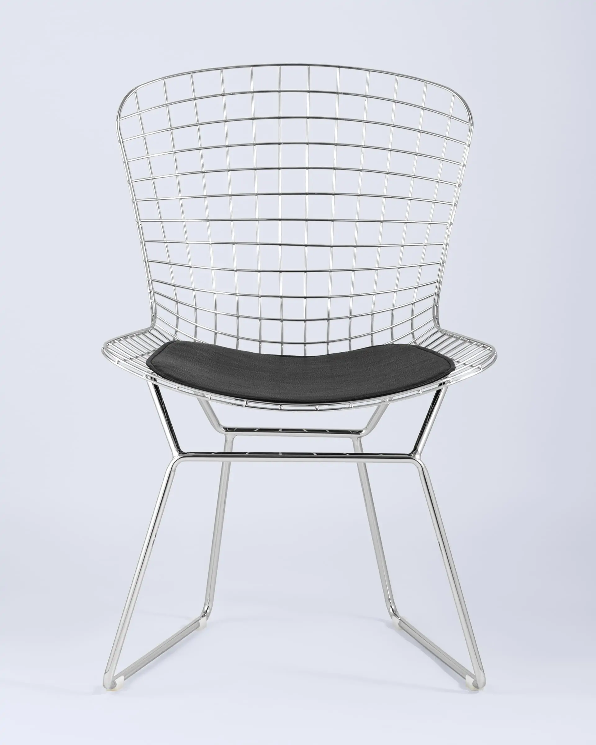 Стул обеденный Bertoia хромированный с черной подушкой 2 шт