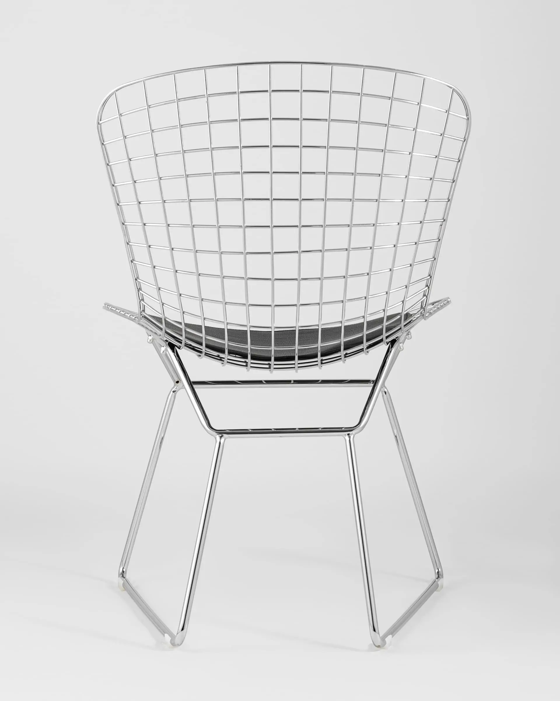 Стул обеденный Bertoia хромированный с черной подушкой 2 шт