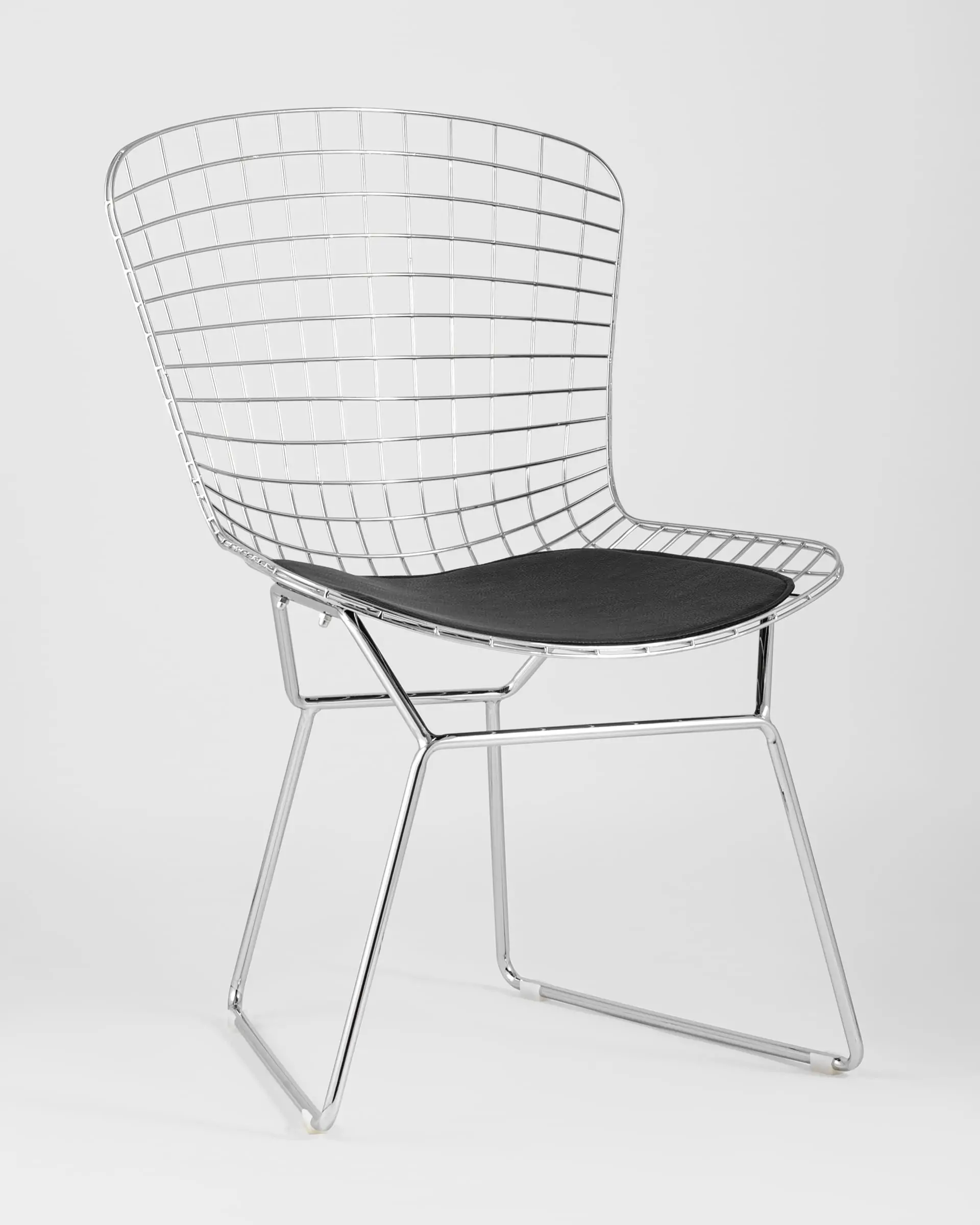 Стул обеденный Bertoia хромированный с черной подушкой 2 шт