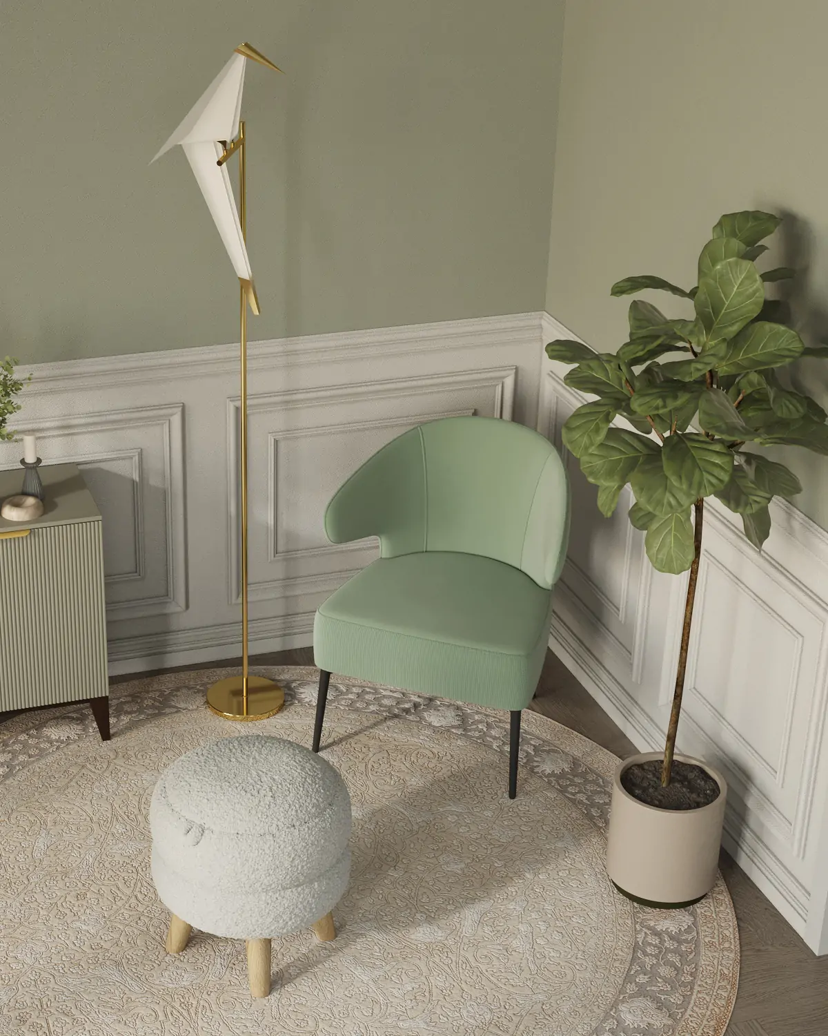 Светодиодный торшер с птичкой Moderli V3074-1FL origami Birds 1*LED*6W