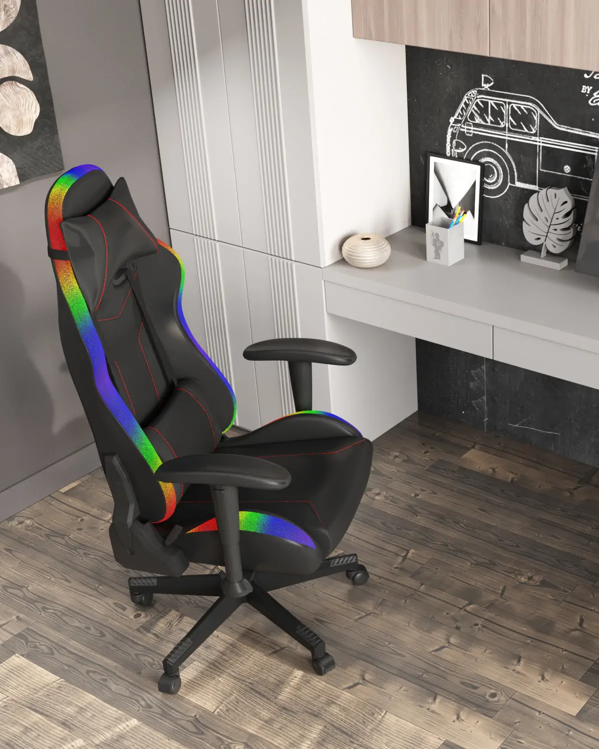 Кресло спортивное с подсветкой TopChairs GMM-080 черный