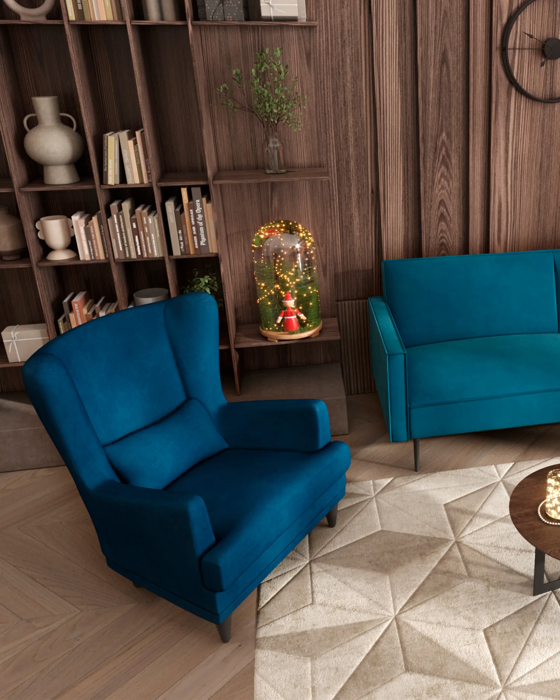 Кресло Скотт велюр темно-синий