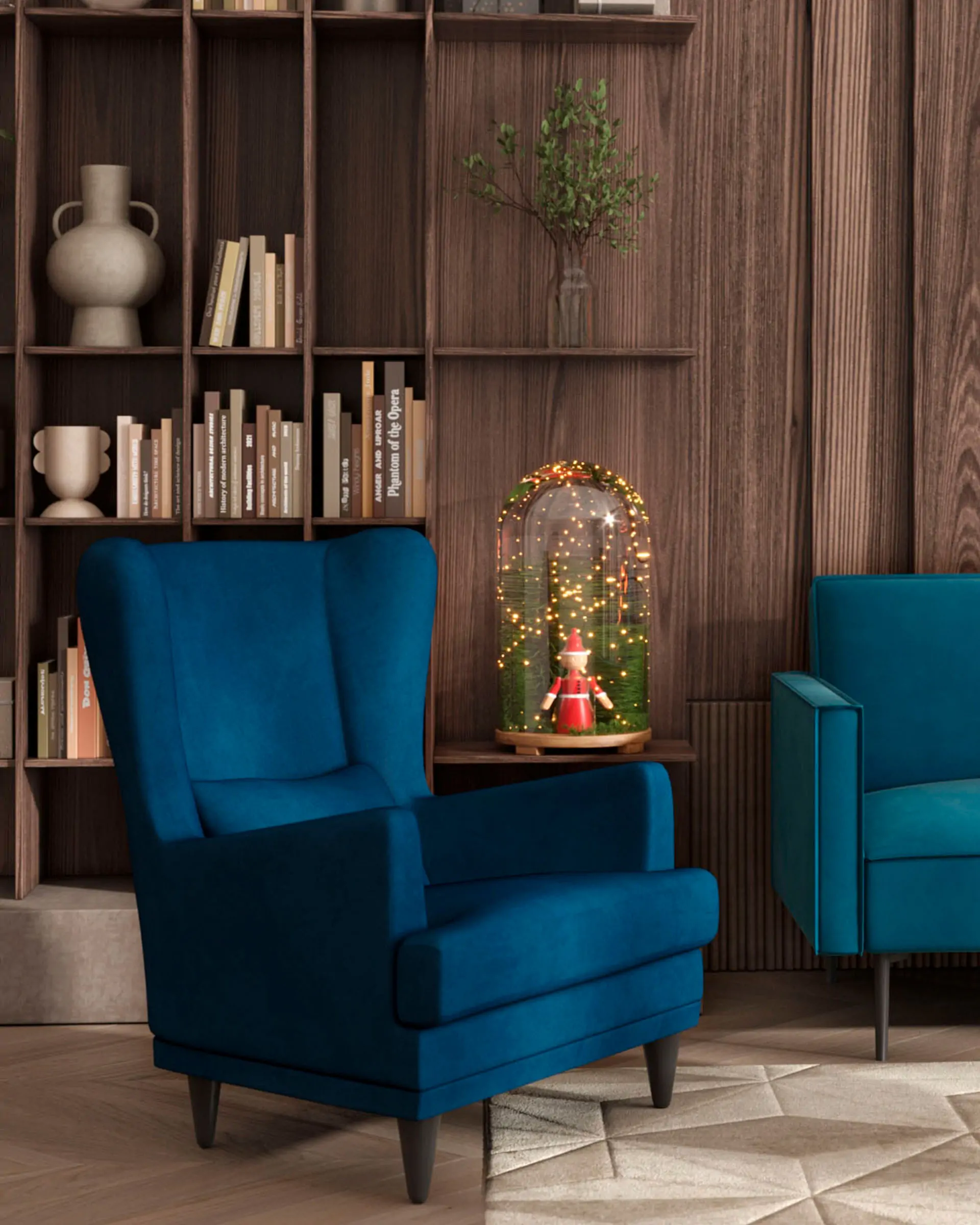 Кресло Скотт велюр темно-синий