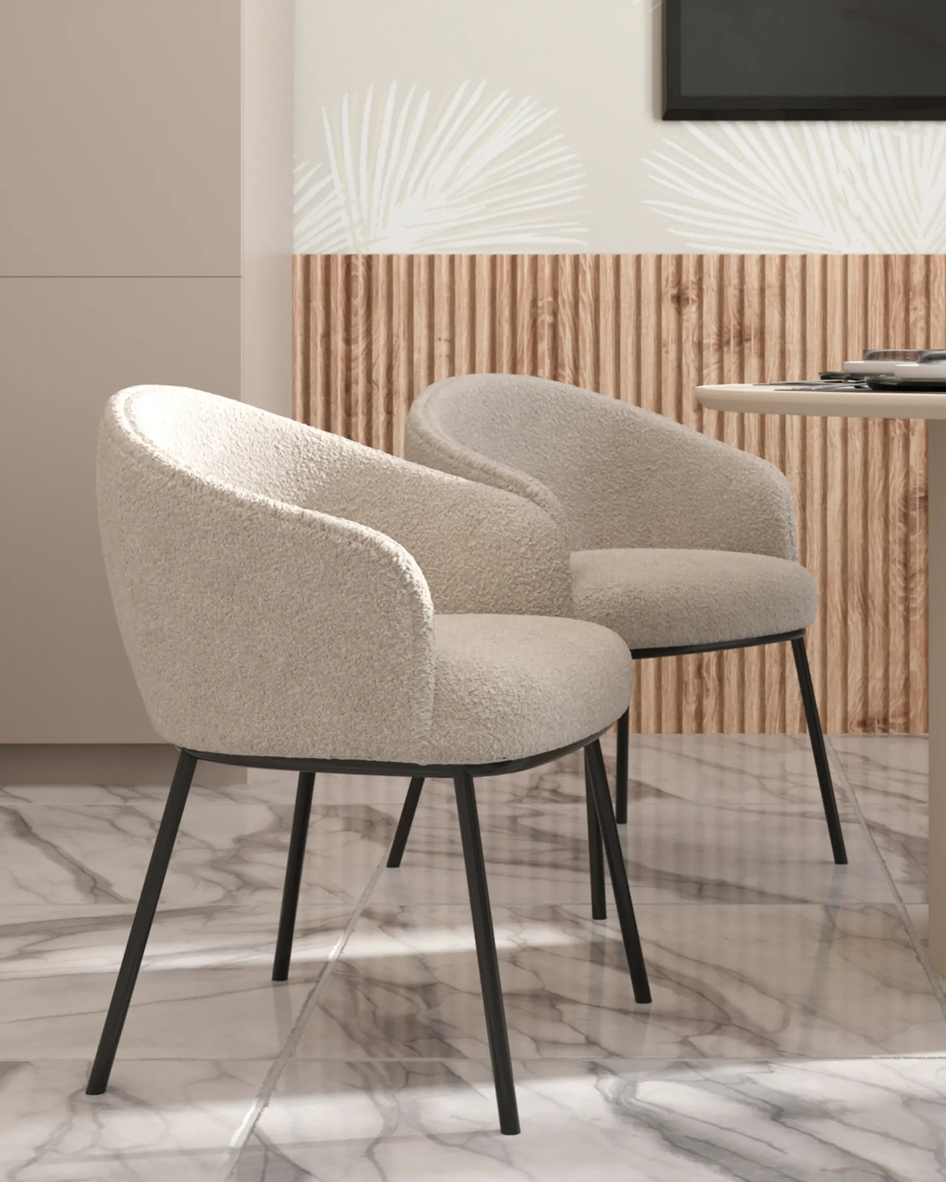 Стул Дон бежевый букле черные ножки