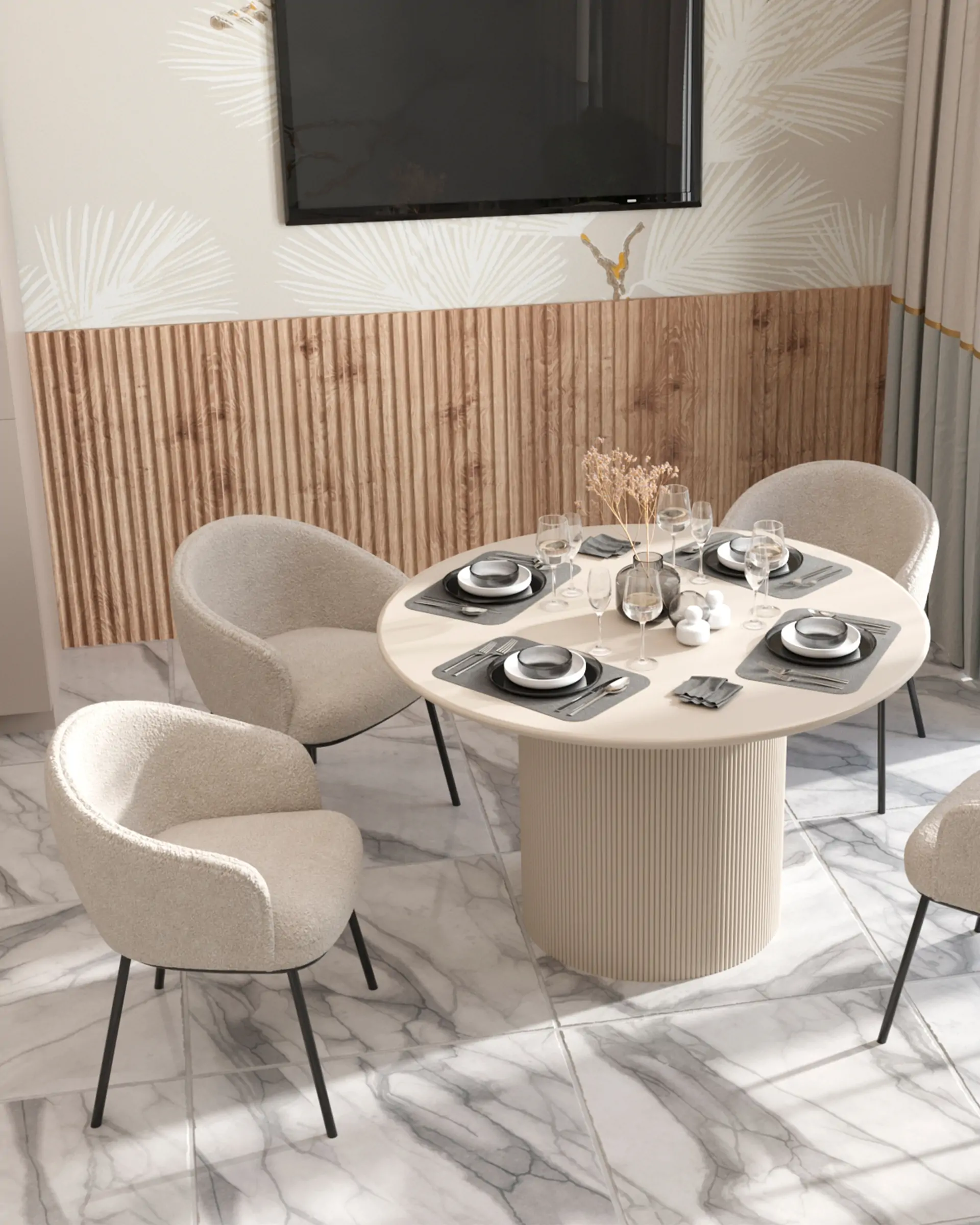 Стул Дон бежевый букле черные ножки