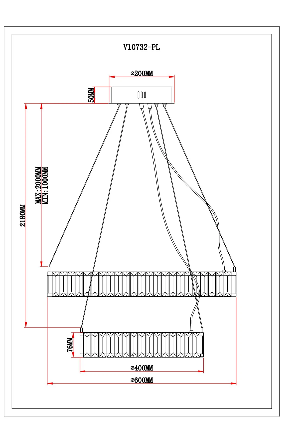 Люстра подвесная светодиодная Moderli V10732-PL Asti
