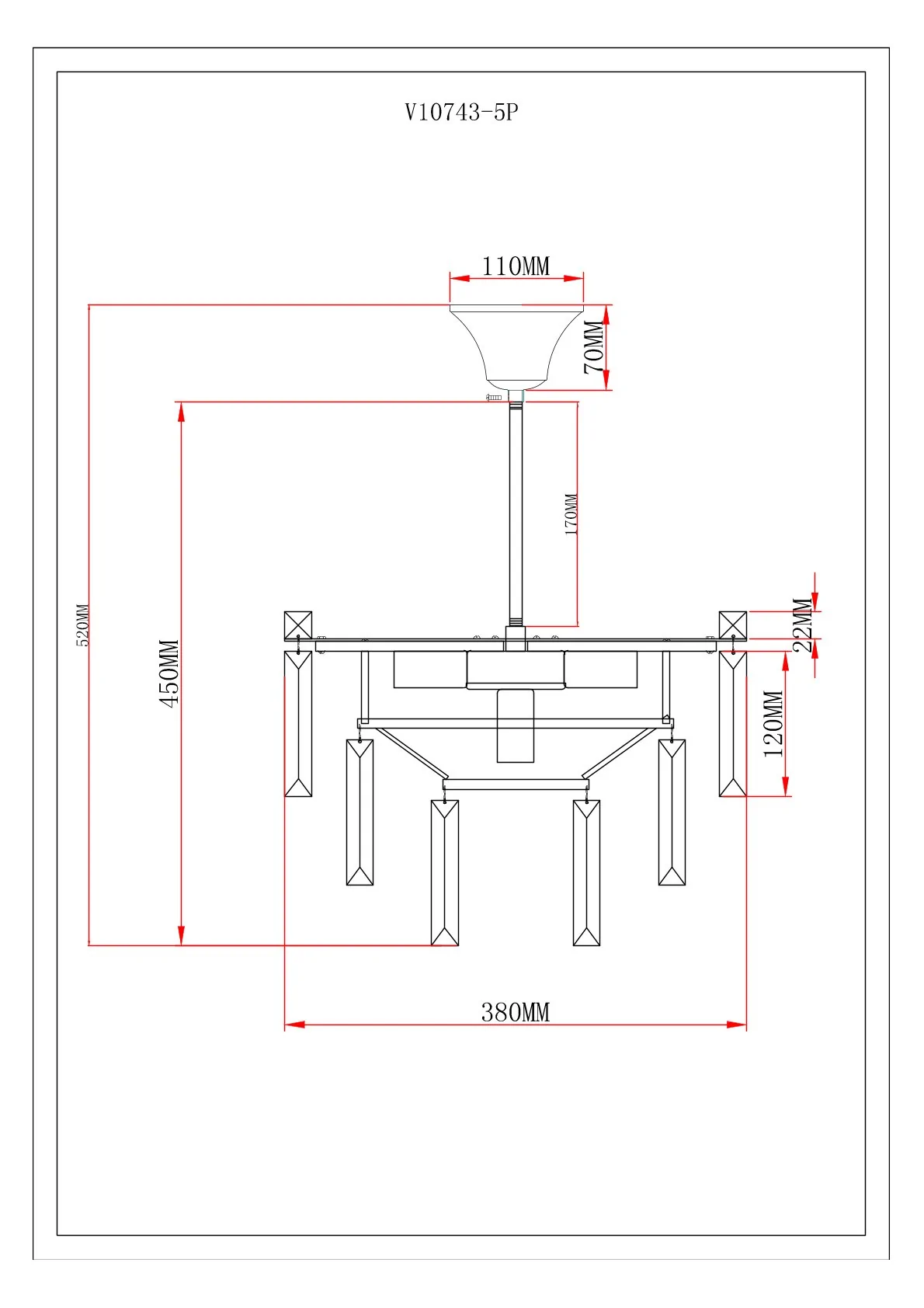 Люстра подвесная Moderli V10743-5P Crystal
