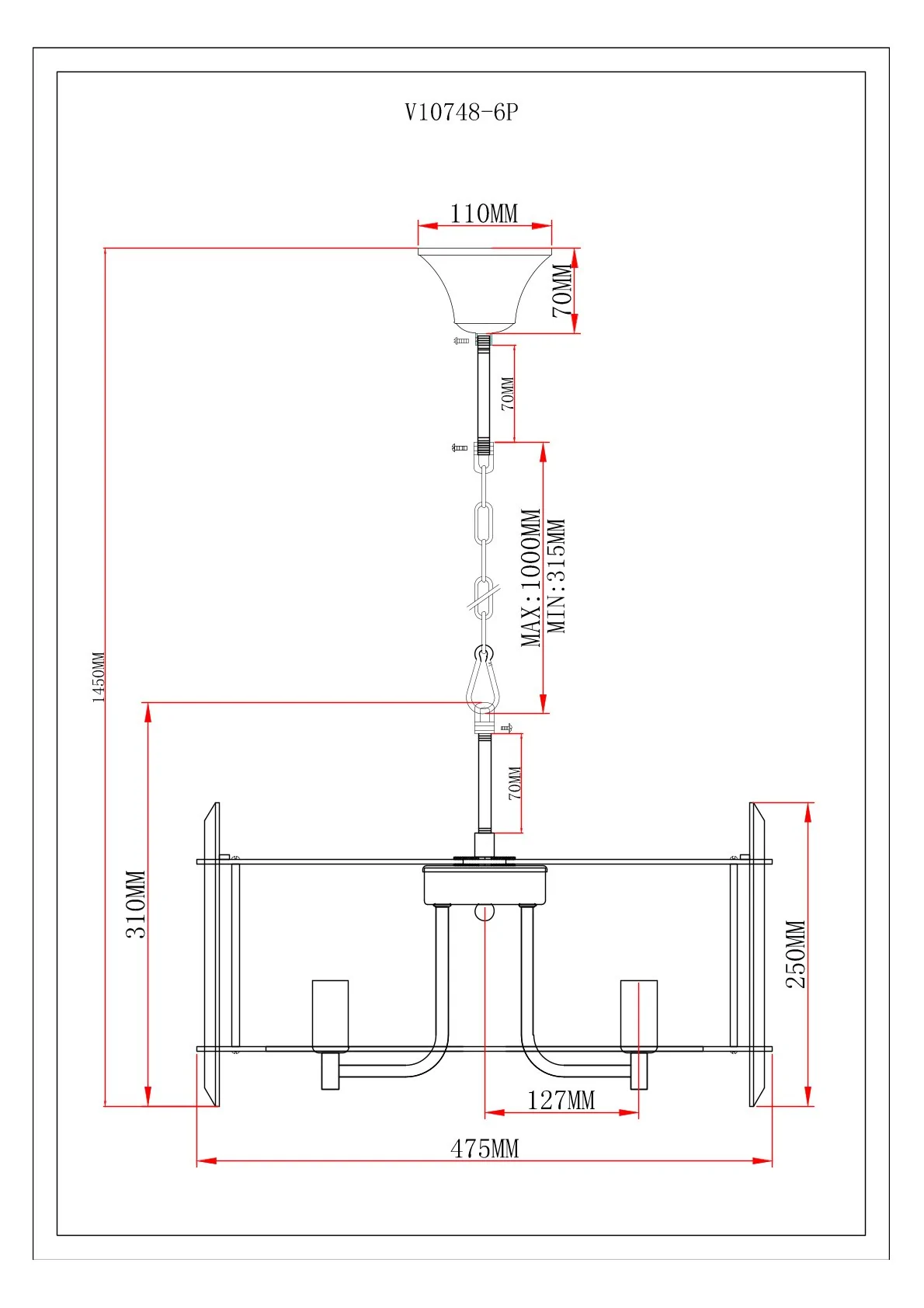 Люстра подвесная Moderli V10748-6P Esme