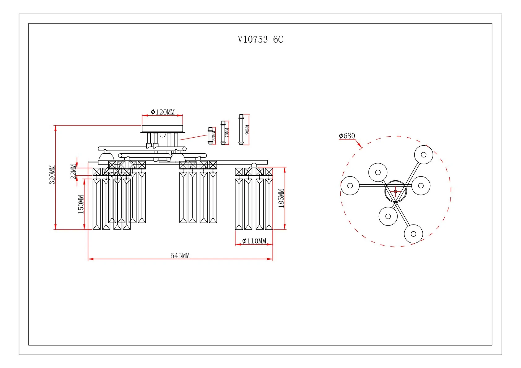 Люстра потолочная Moderli V10753-6C Everly