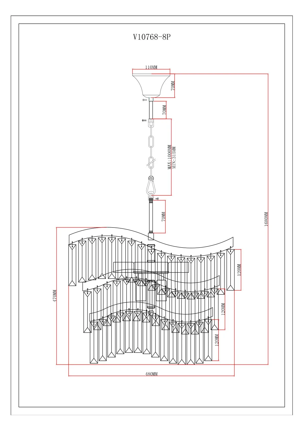Люстра подвесная Moderli V10768-8P Wave