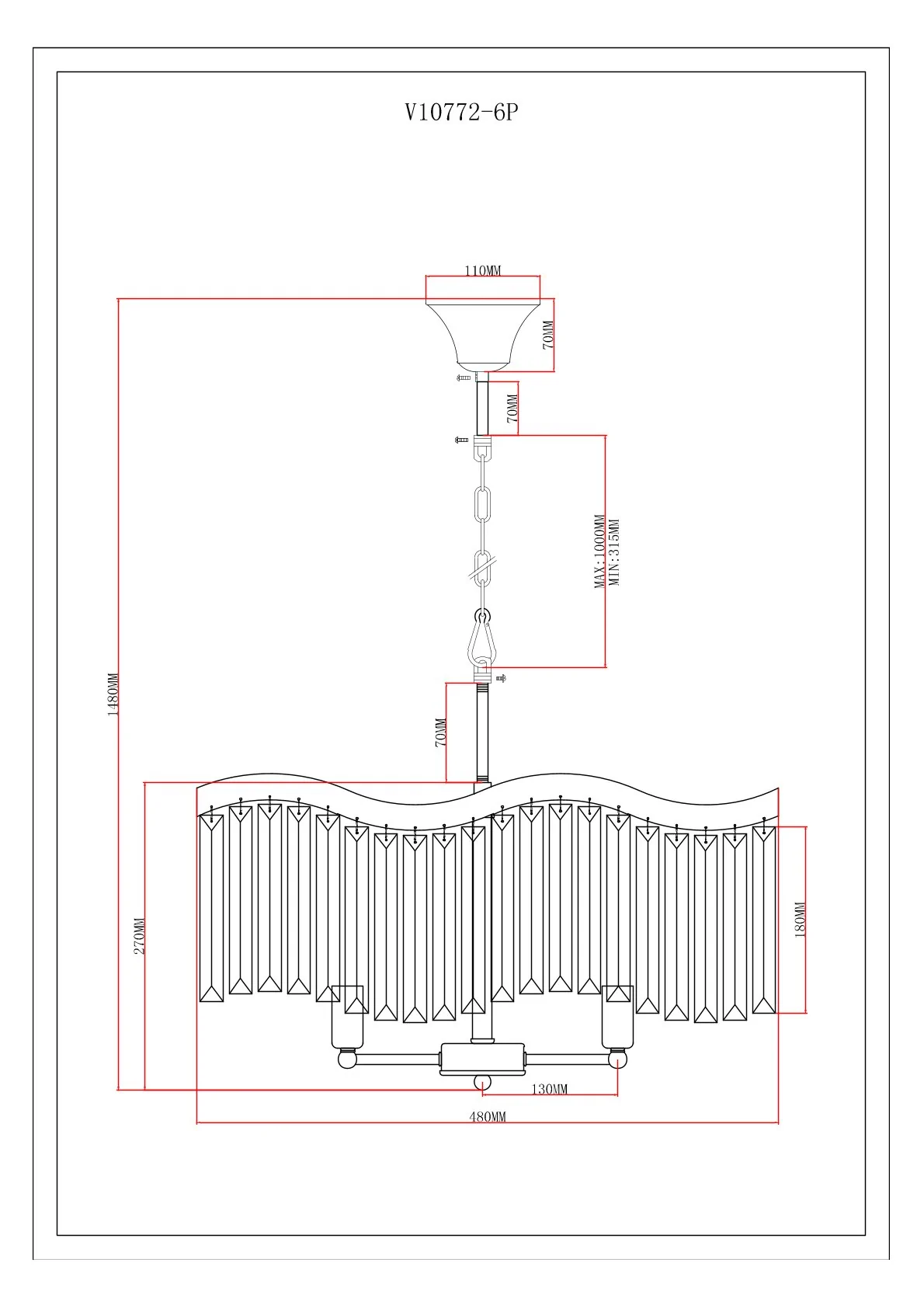 Люстра подвесная Moderli V10772-6P Wave