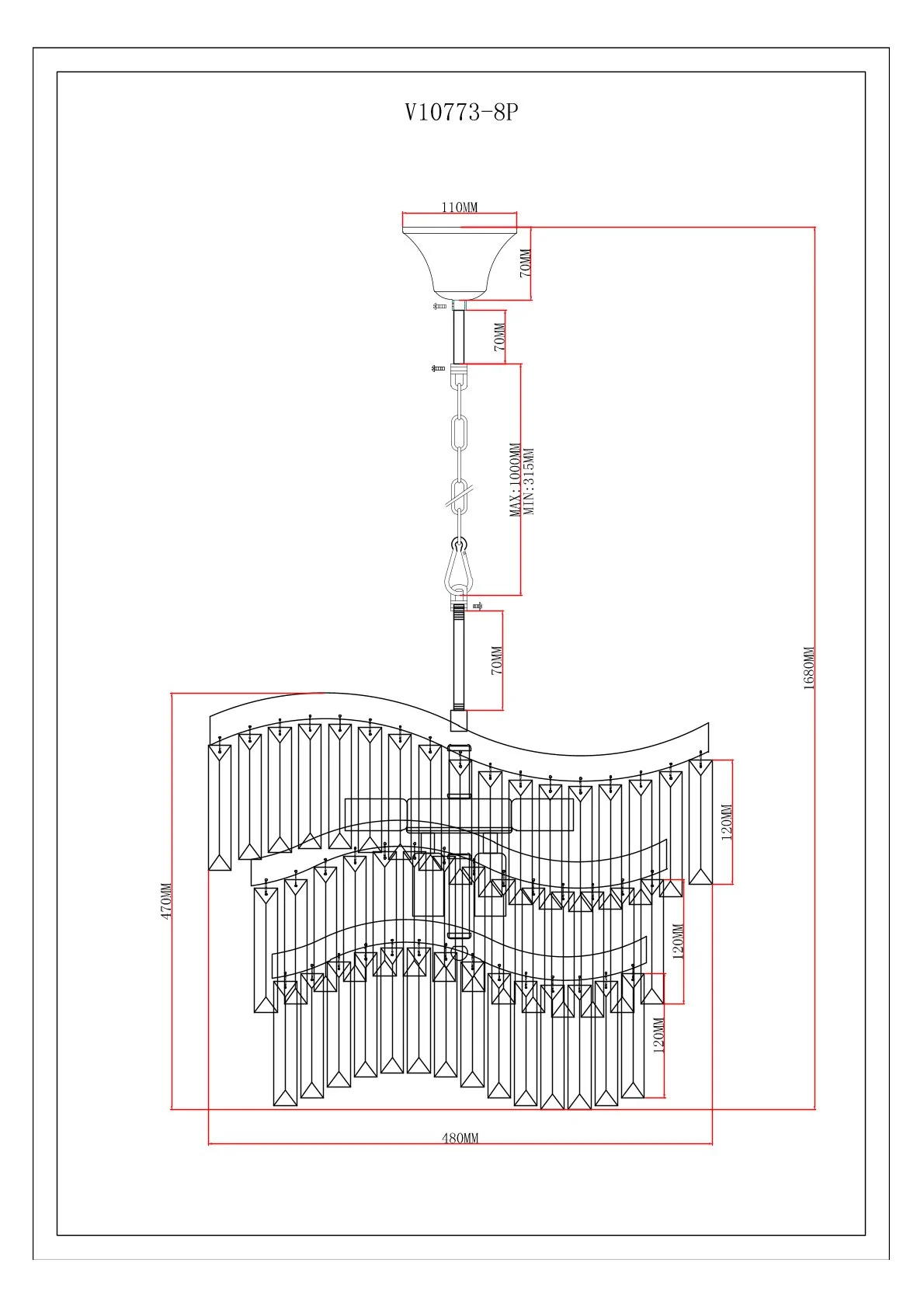 Люстра подвесная Moderli V10773-8P Wave
