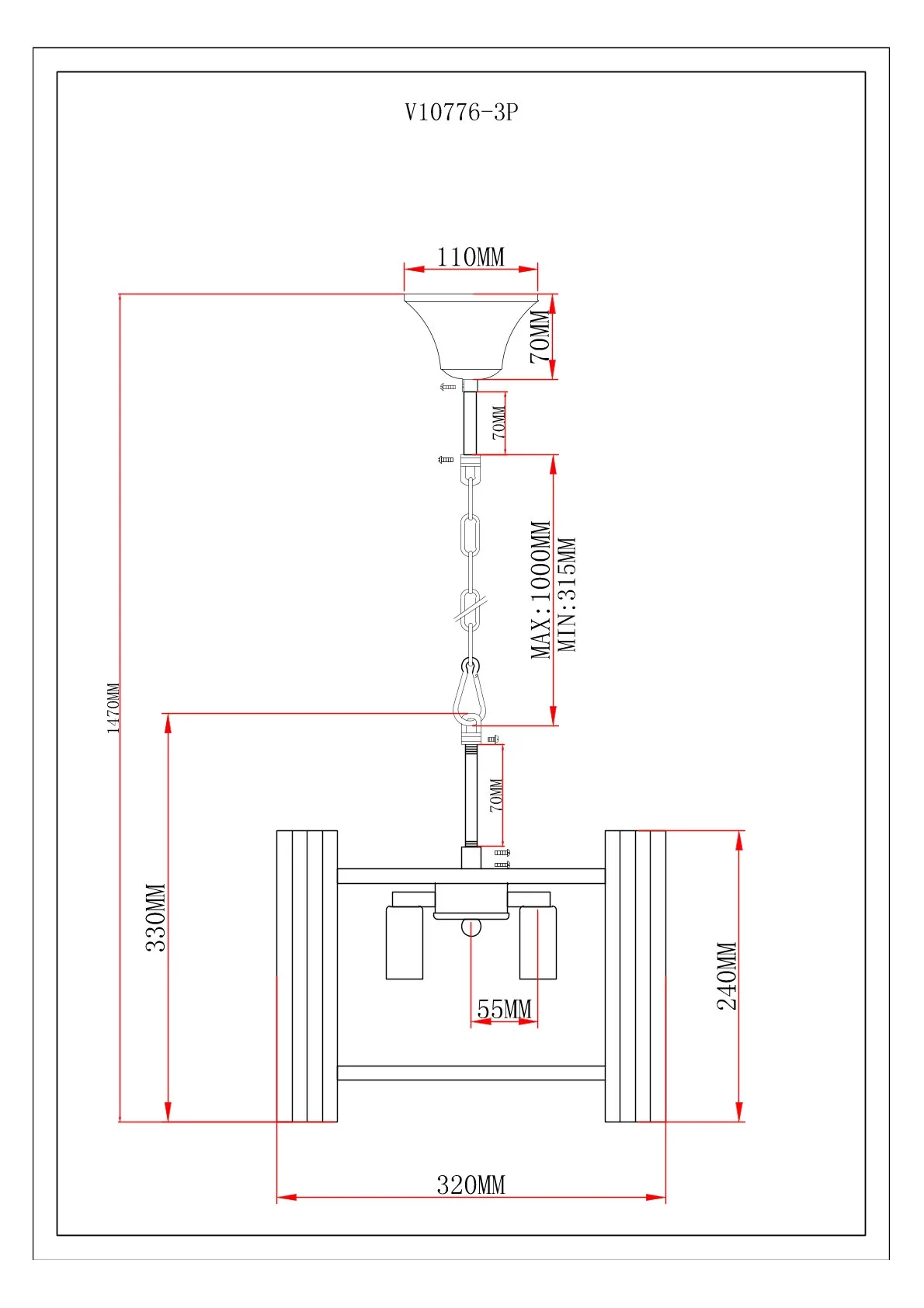 Светильник подвесной Moderli V10776-3P Monte