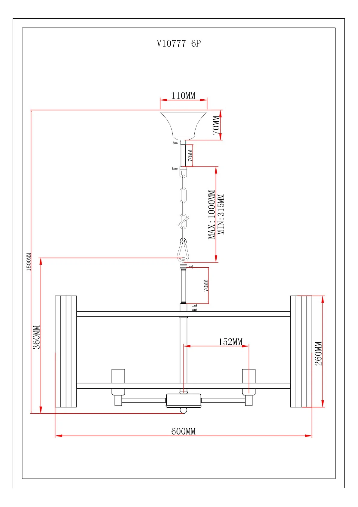 Люстра подвесная Moderli V10777-6P Monte