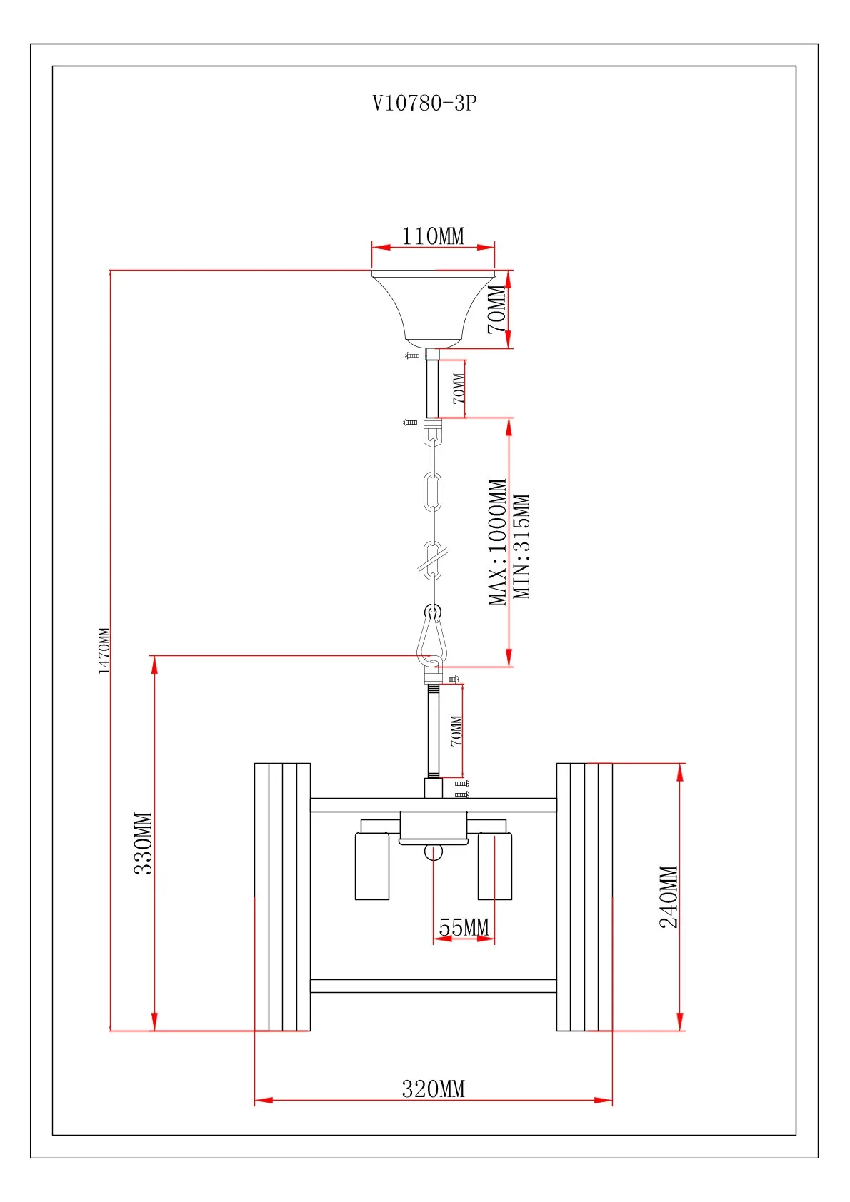 Светильник подвесной Moderli V10780-3P Monte