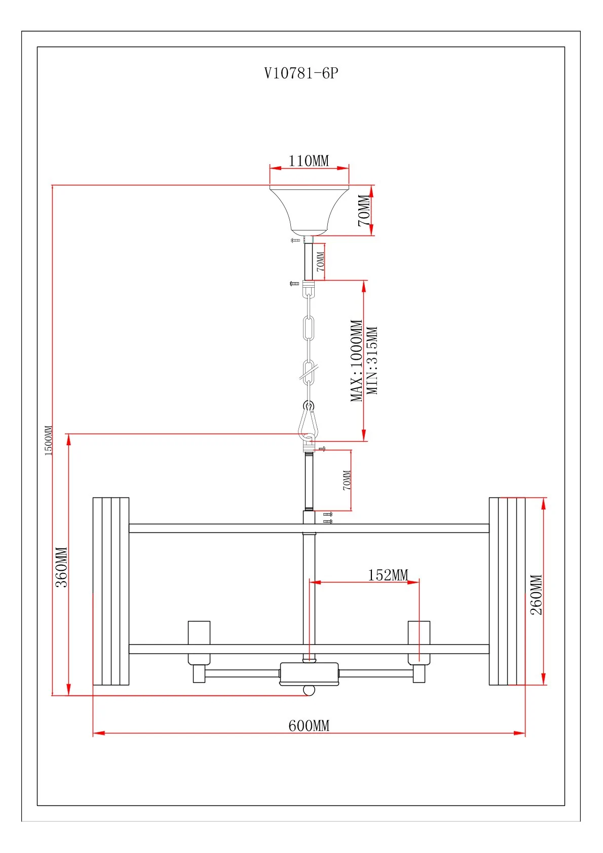 Люстра подвесная Moderli V10781-6P Monte