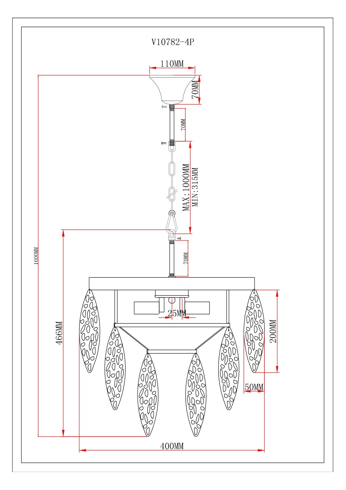 Светильник подвесной Moderli V10782-4P Souls