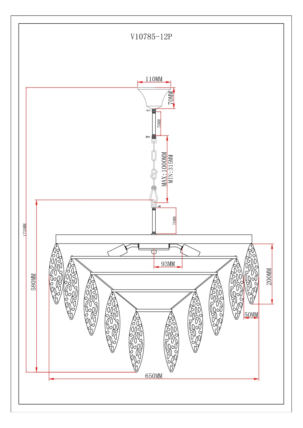 Люстра подвесная Moderli V10785-12P Souls