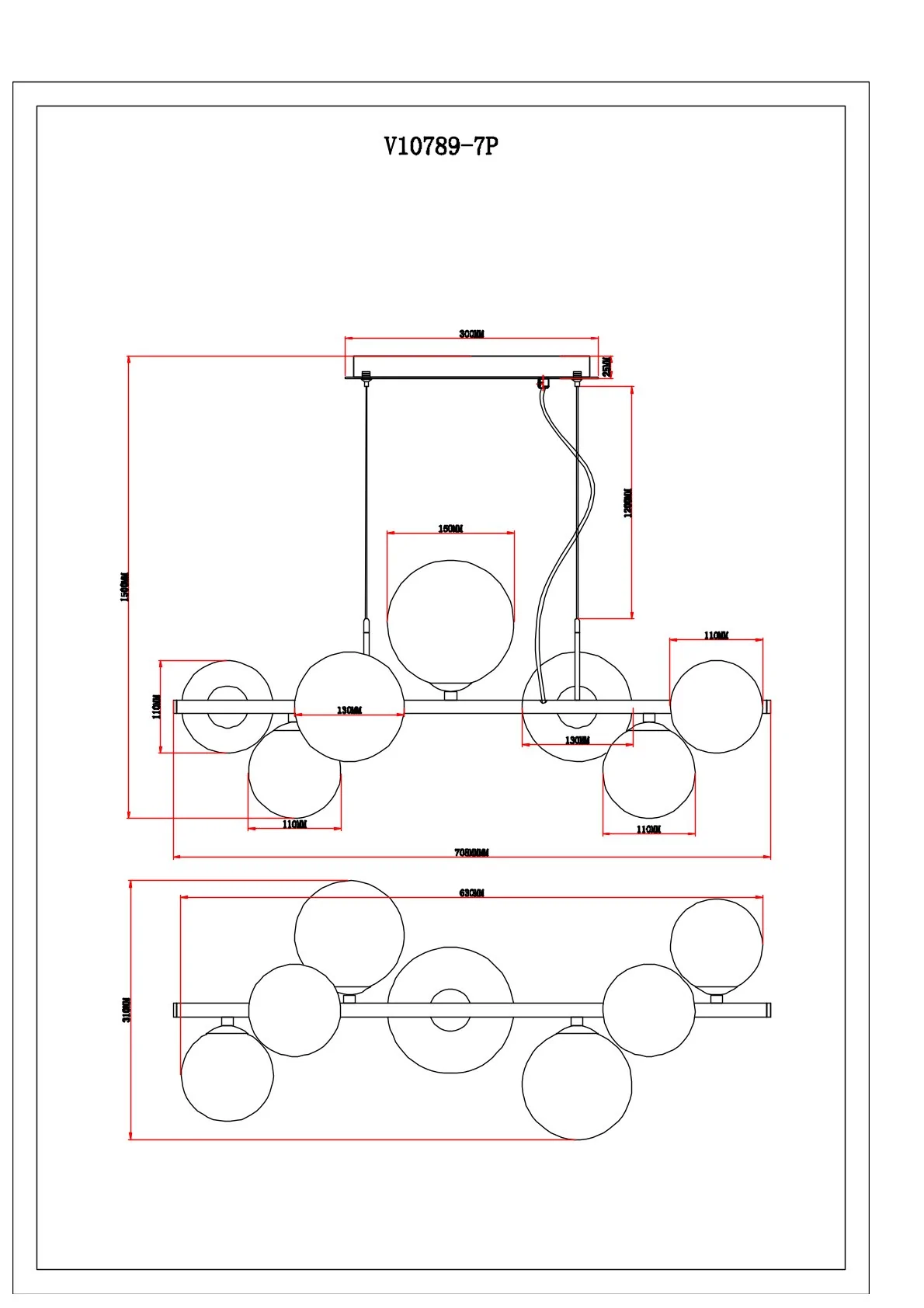 Светильник подвесной Moderli V10789-7P Renny