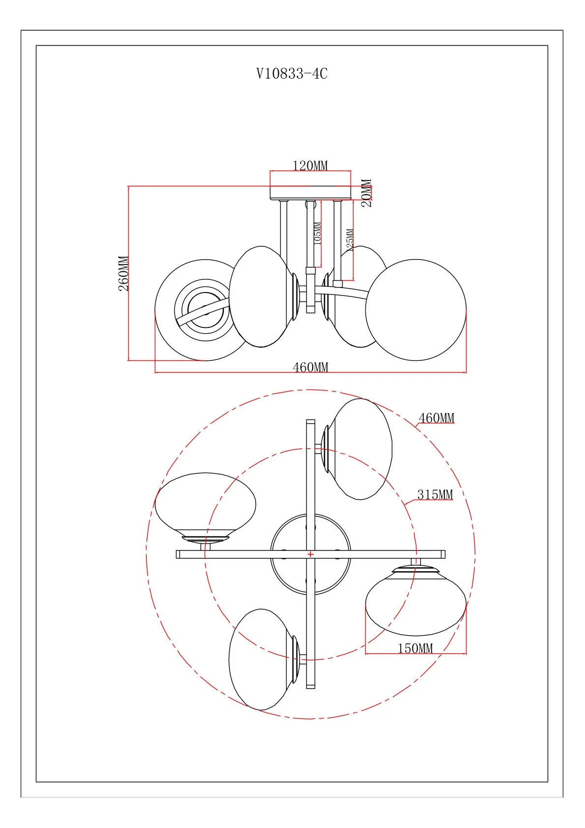 Люстра потолочная Moderli V10833-4C Jelly