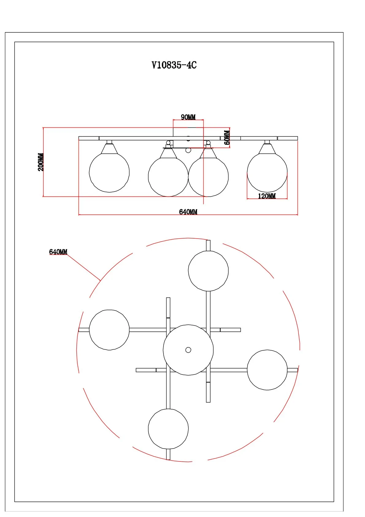 Светильник потолочный Moderli V10835-4C Molecule