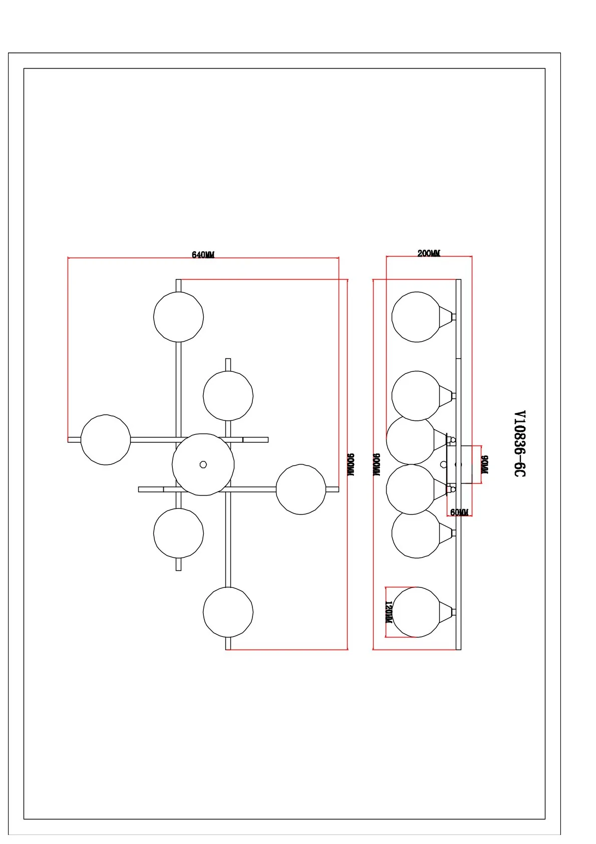 Светильник потолочный Moderli V10836-6C Molecule