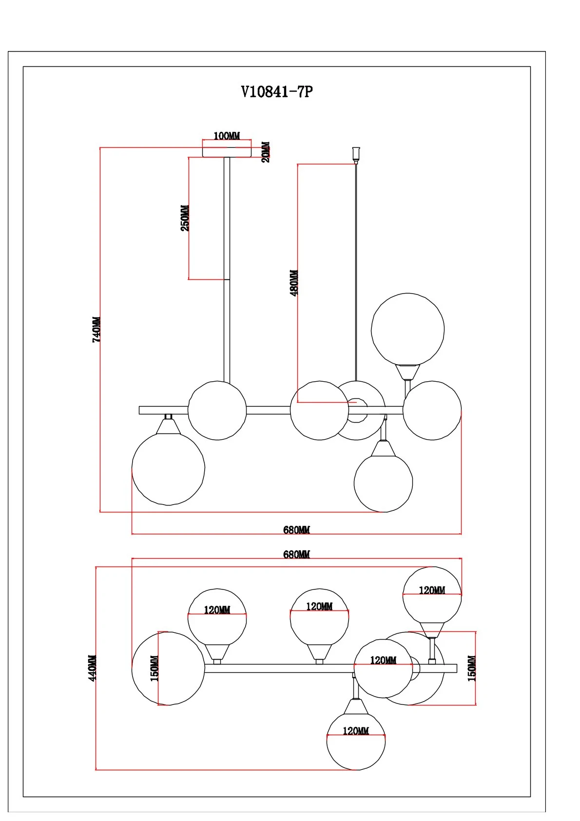 Светильник подвесной Moderli V10841-7P Molecule