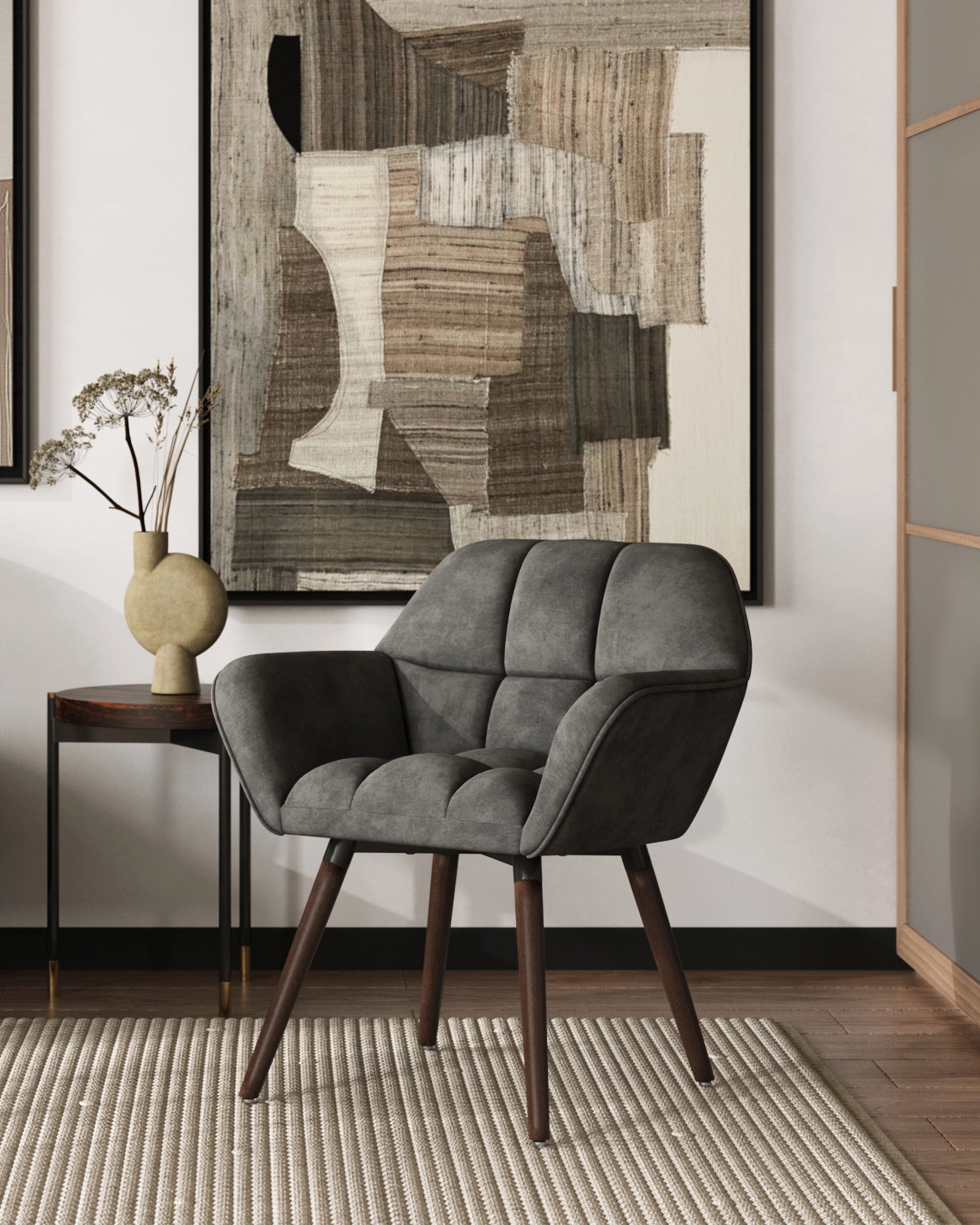 Кресло Брайан темно-серое на деревянных ножках