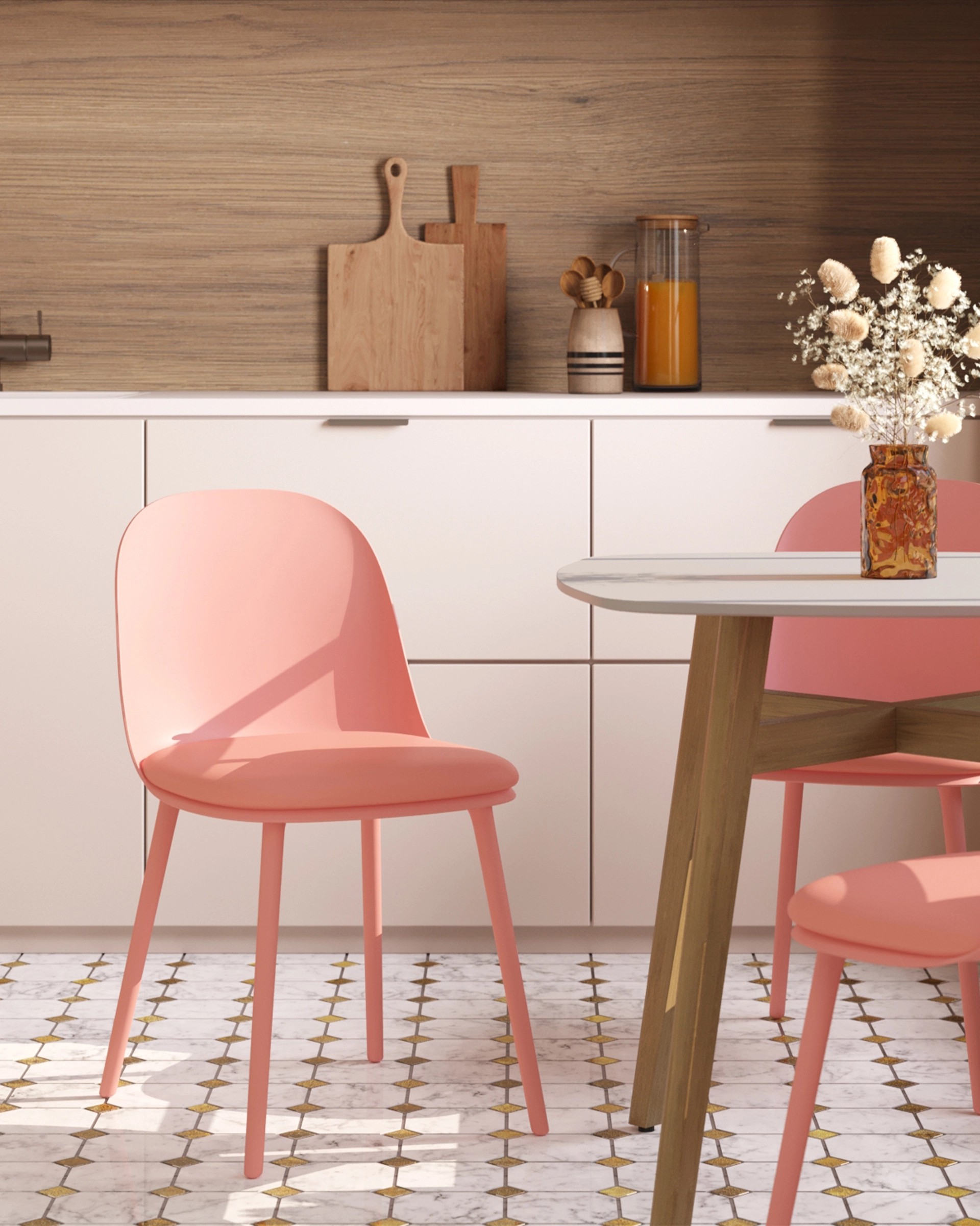 Стул Fog с подушкой пластик пыльно-розовый