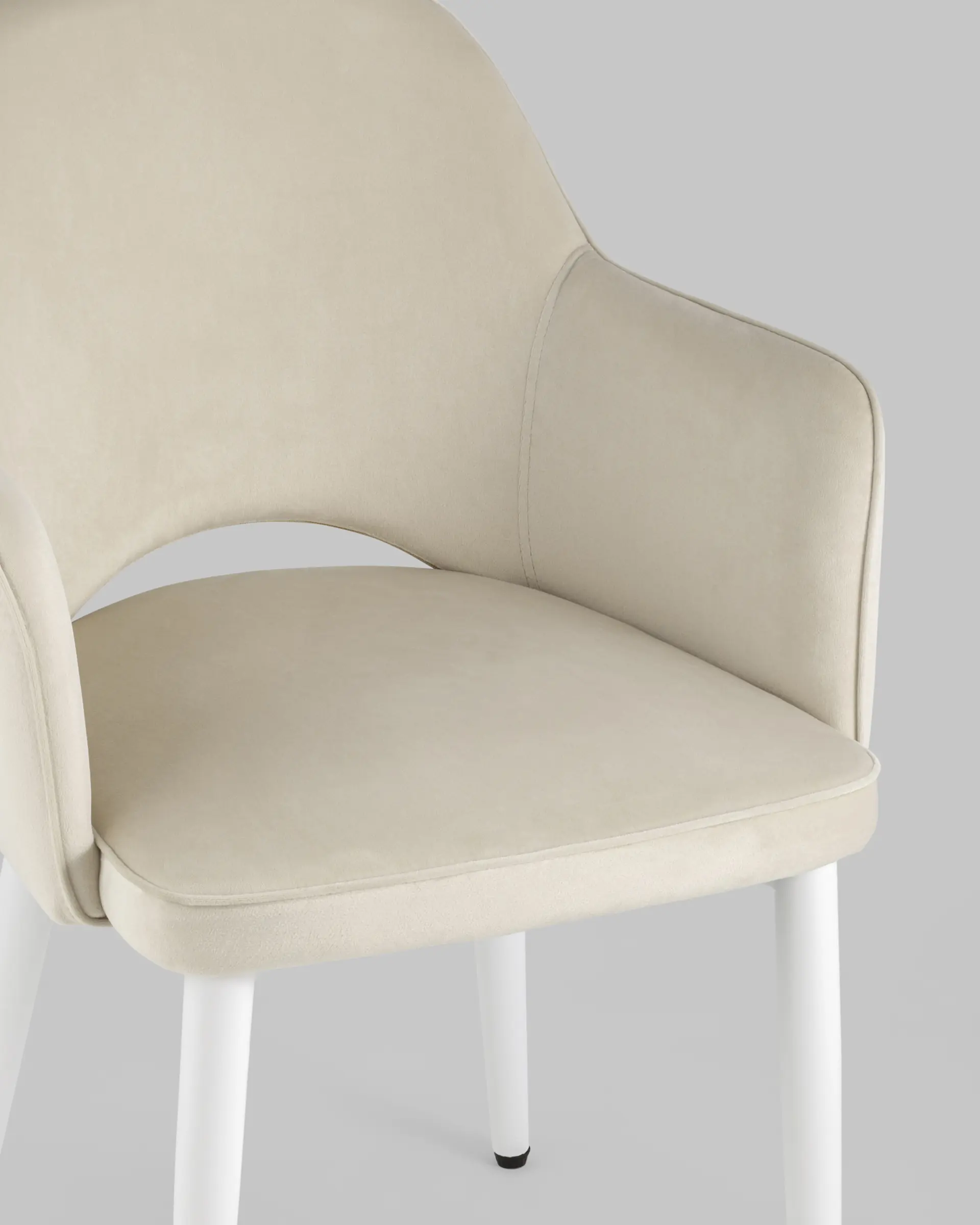 Стул Венера велюр кремовый ножки белые 2 шт