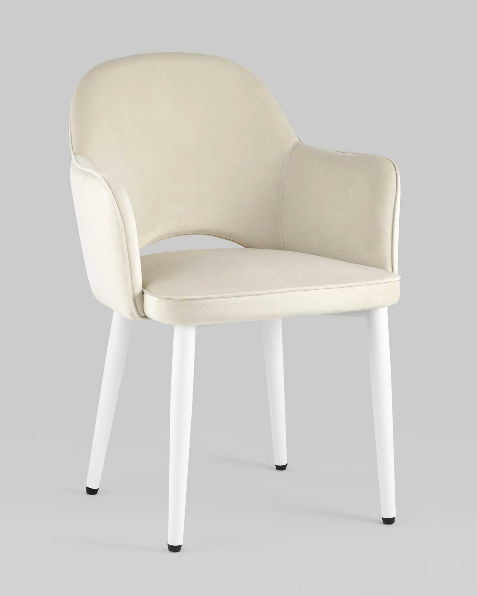 Стул Венера велюр кремовый ножки белые 2 шт