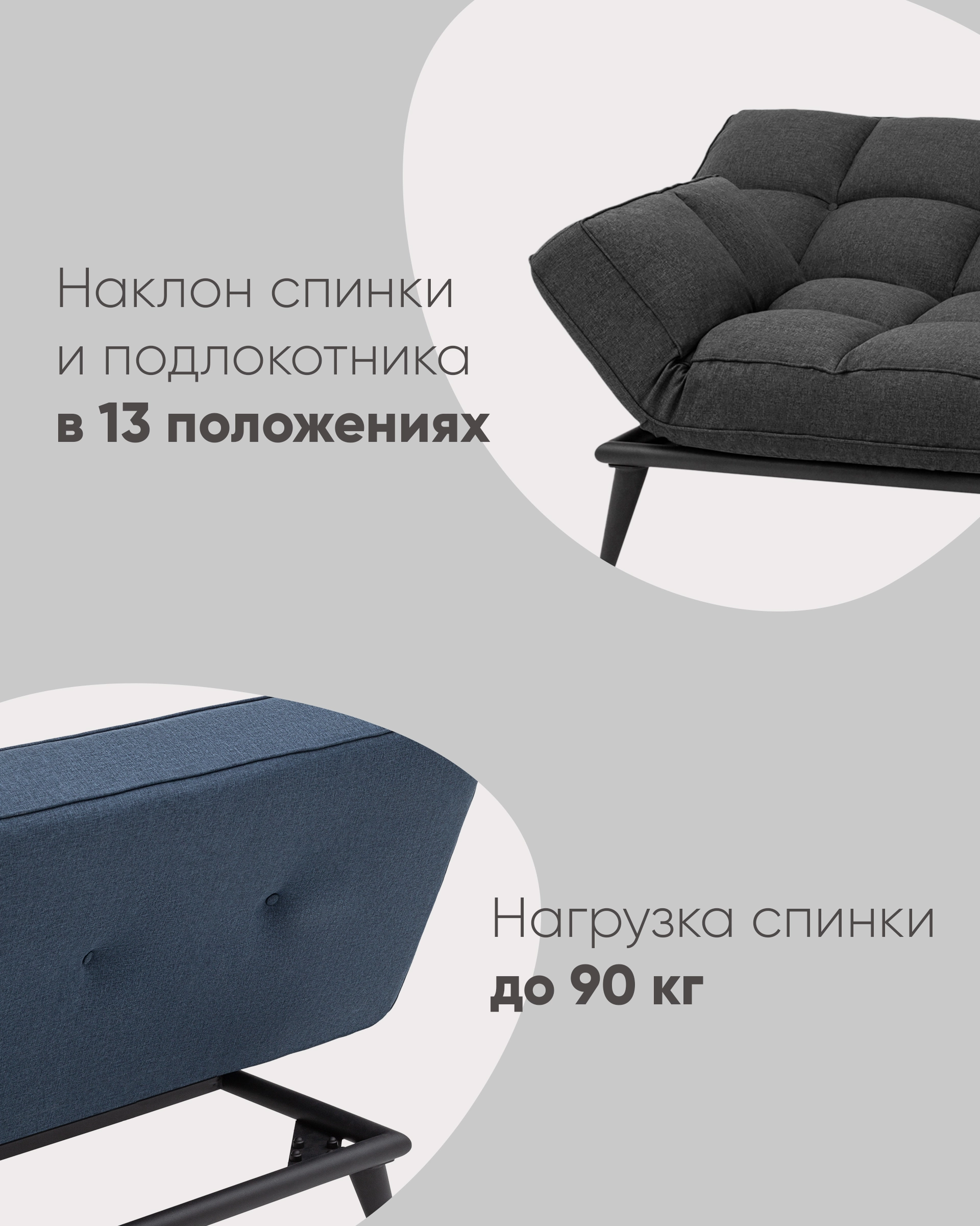 Диван Фьорд рогожка синий на металлическом каркасе