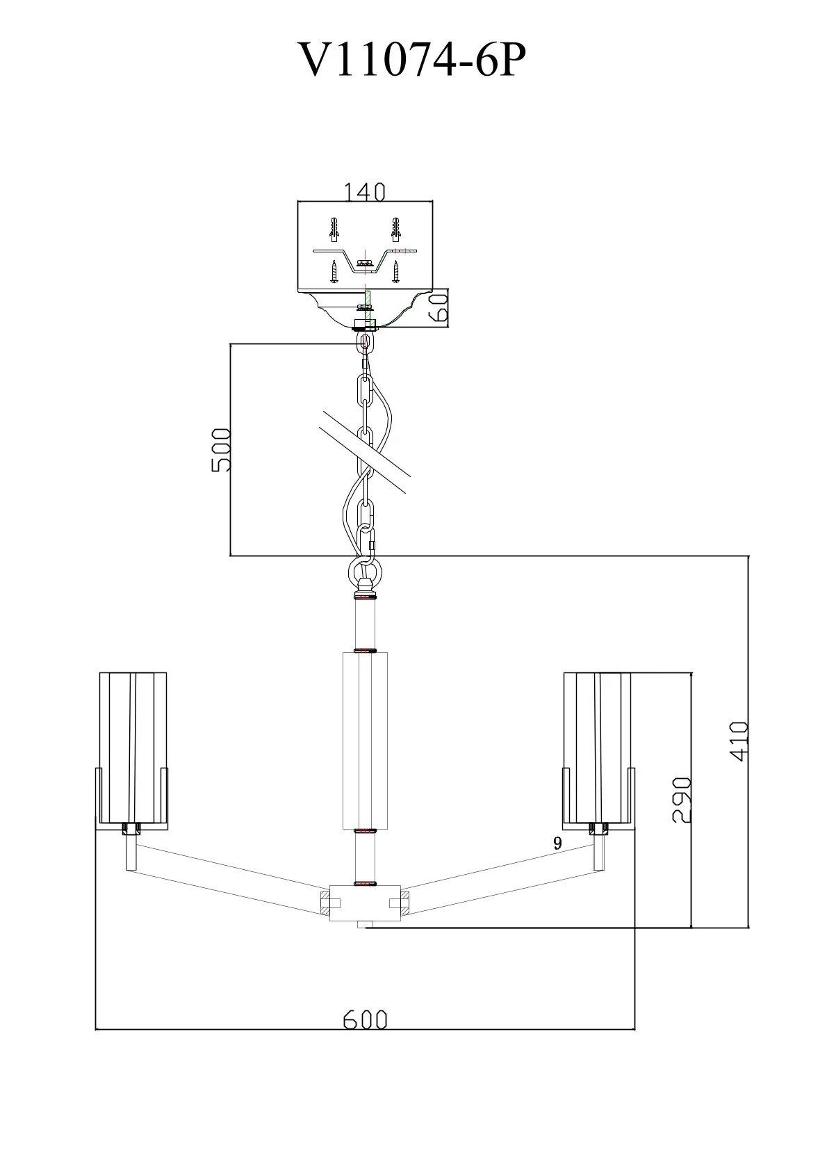 Люстра подвесная Moderli V11074-6P Brass